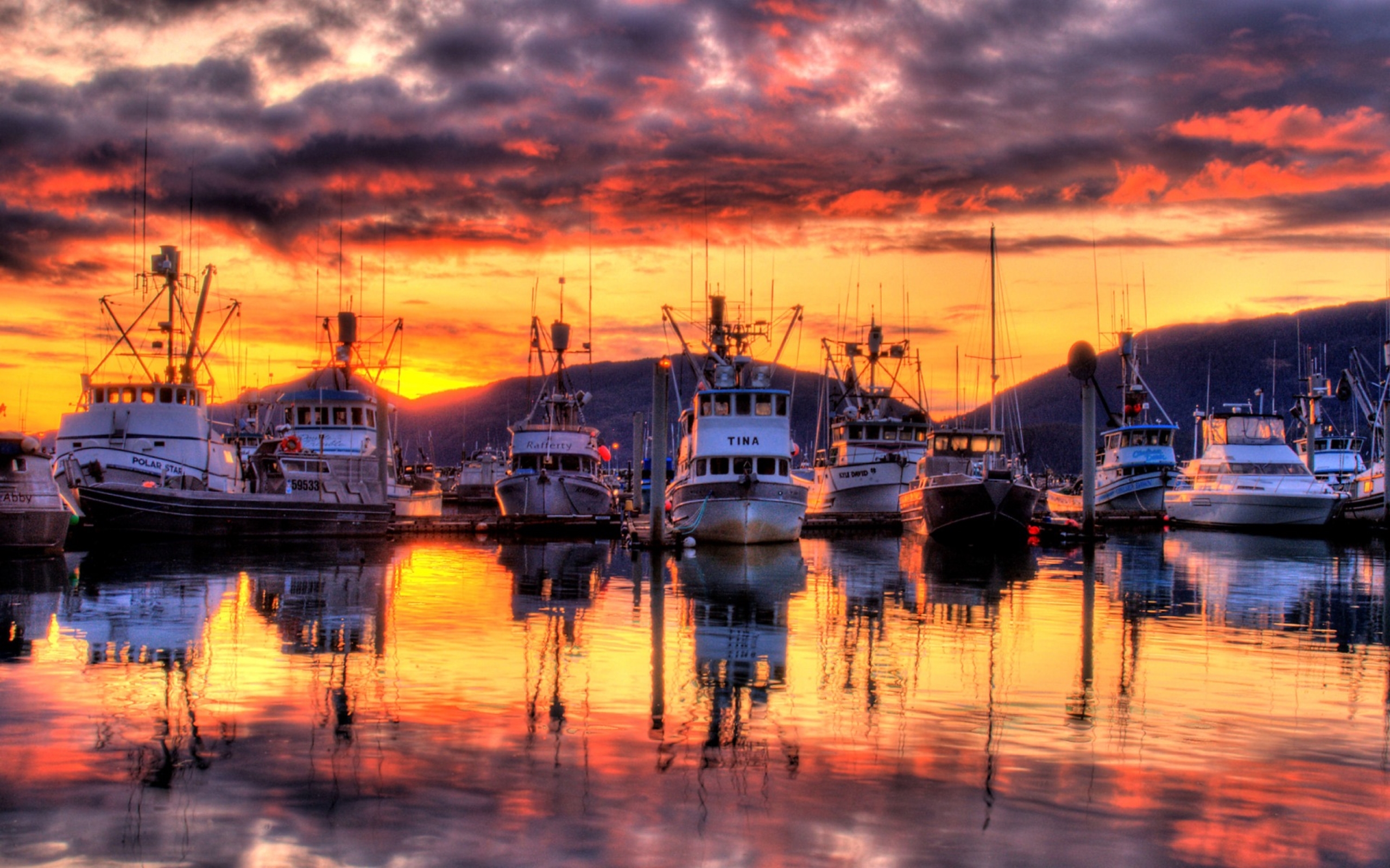 Harbor Marina Under An Amazing Sunset Hdr Wide Wallpaper 591394 ...