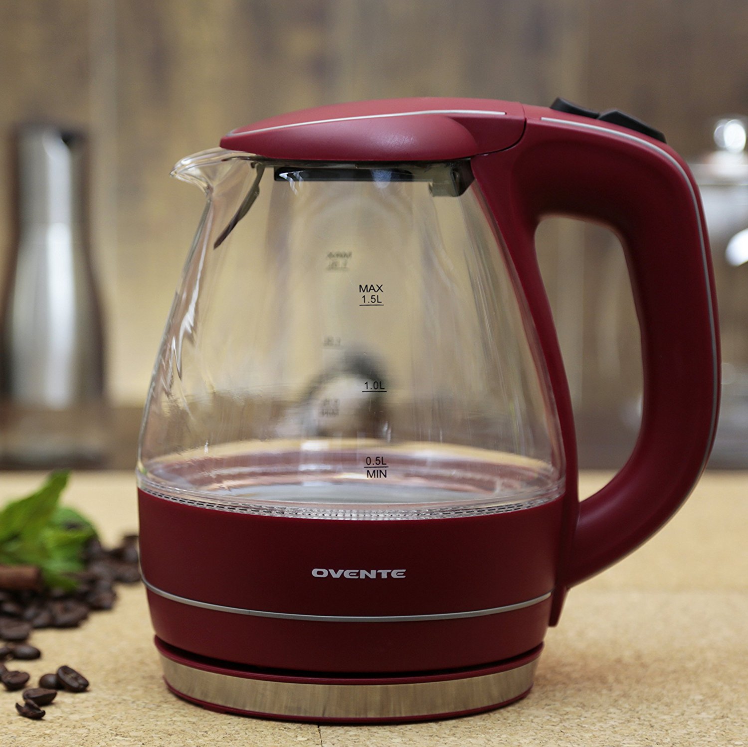 Ovente White Glass 1.5-liter BPA-free Cordless Electric Kettle ...
