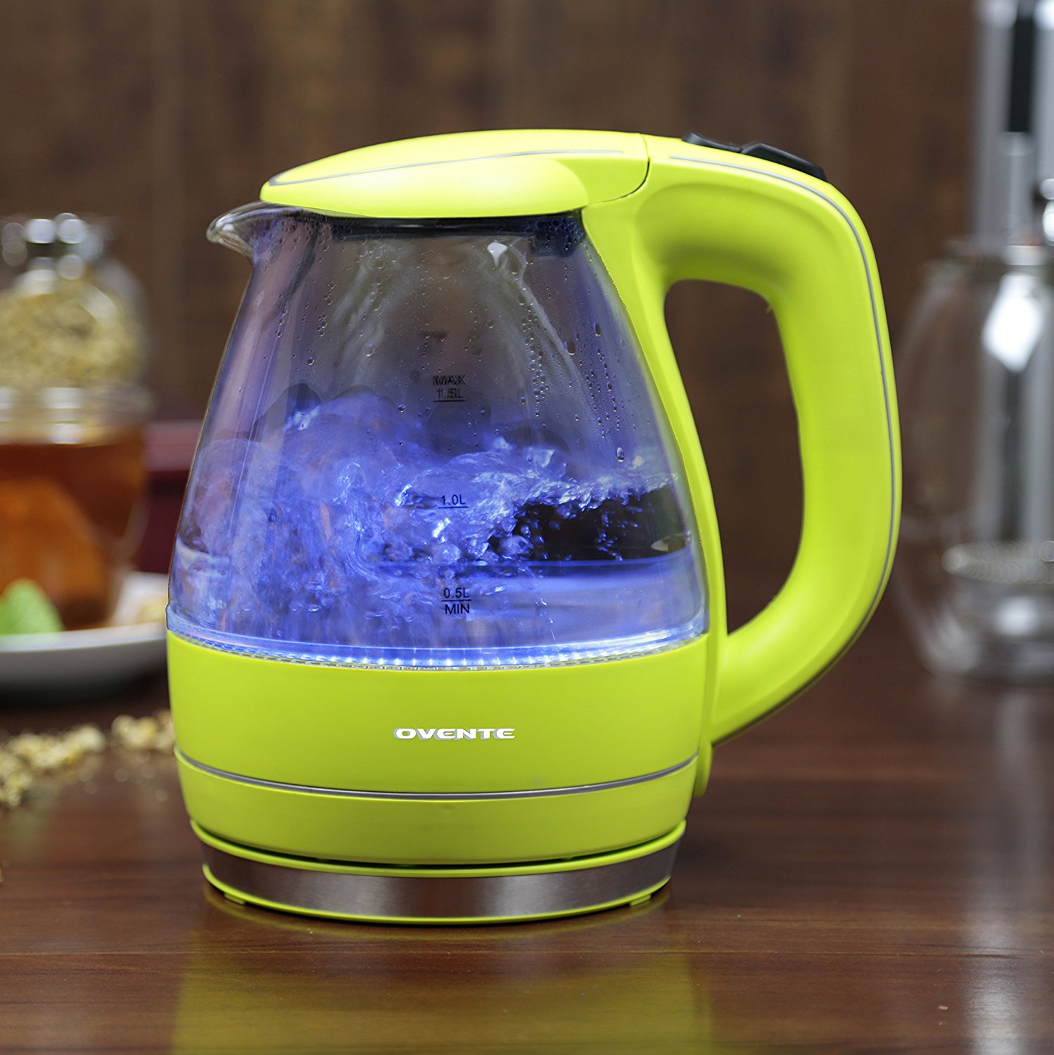 Зеленый Haeger электрический чайник стеклянный