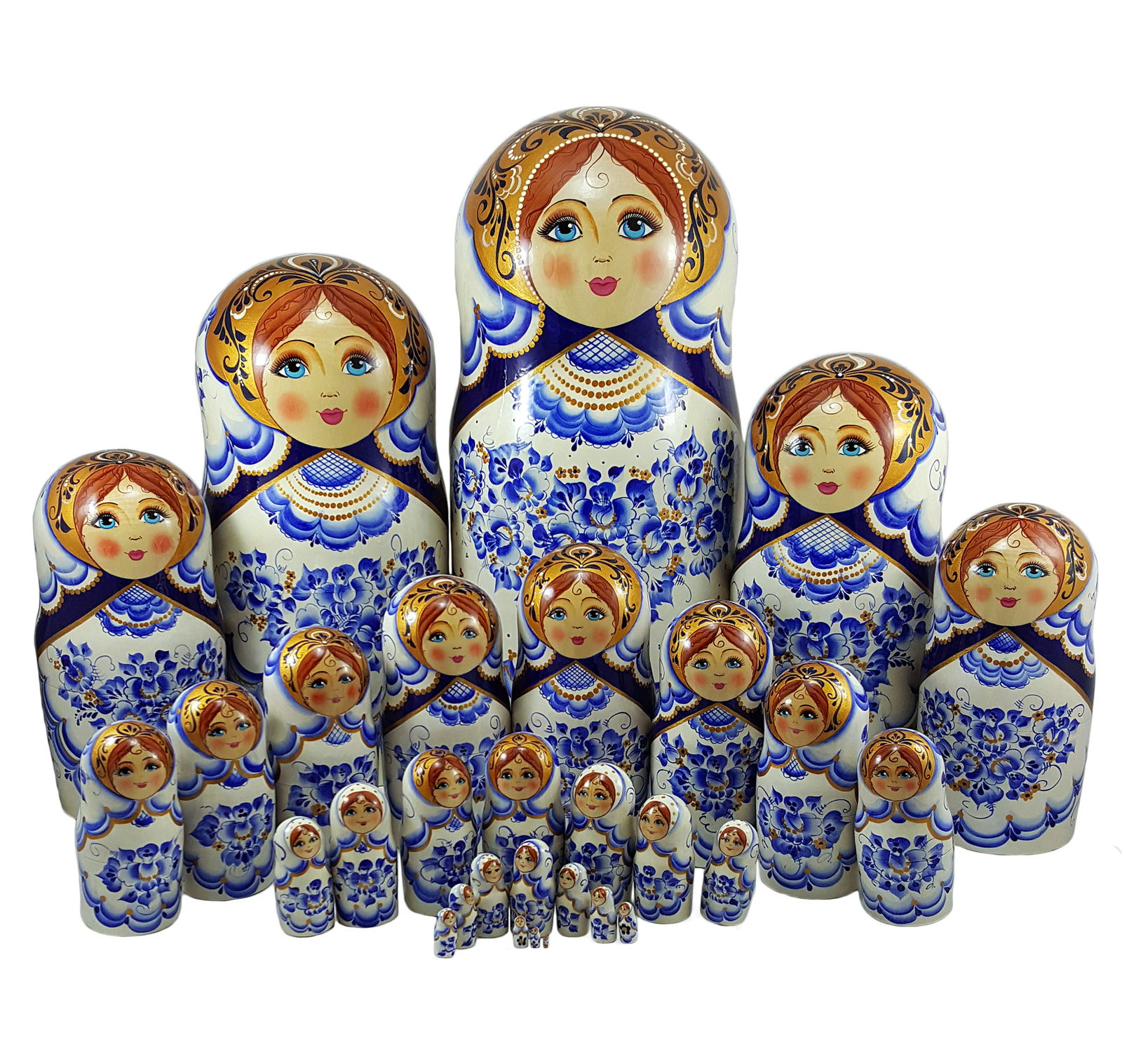 Gzhel 30 Piece Babushka Doll | Russian Legacy