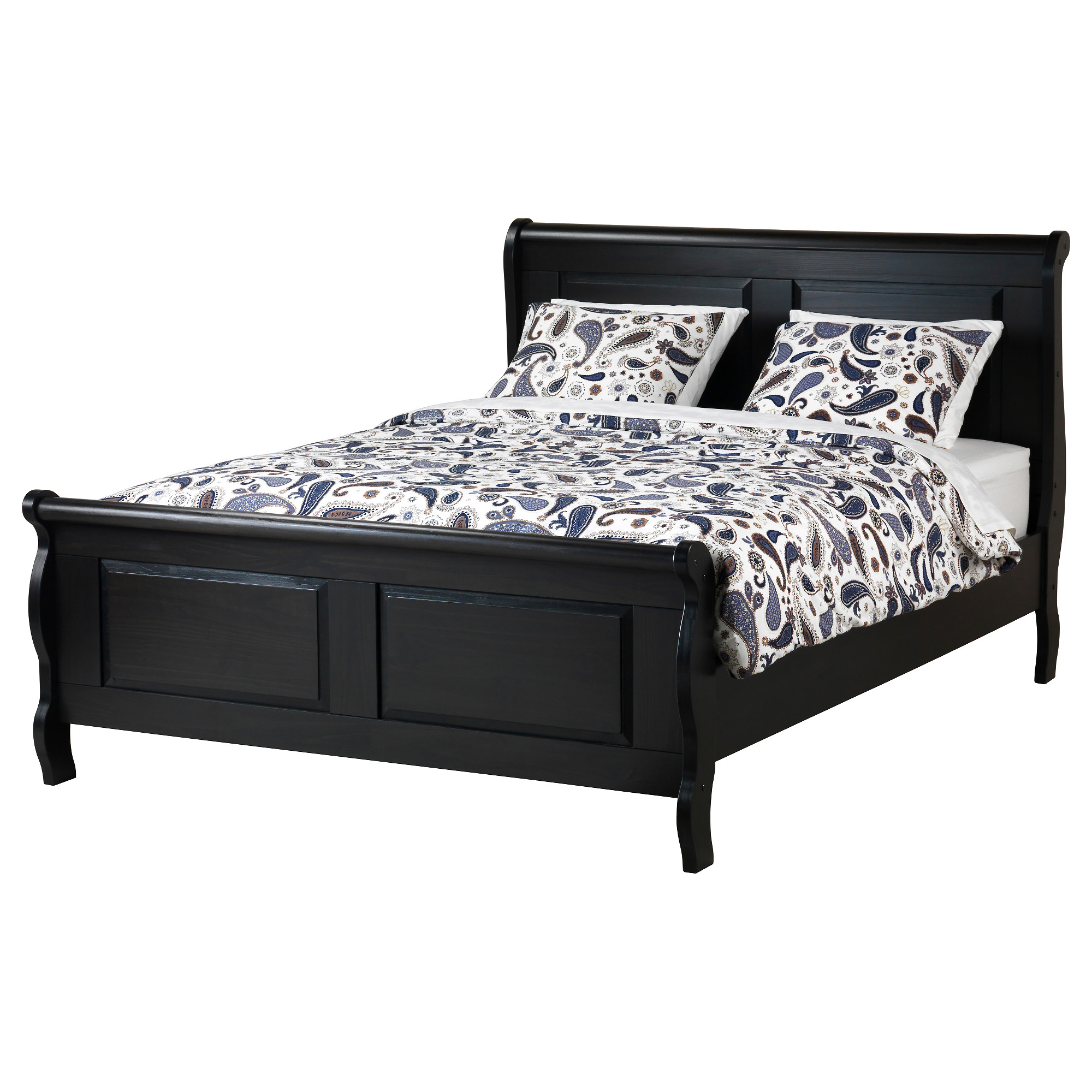 Frame Metal Queen Black Painted With Headboard And White Mattress ...