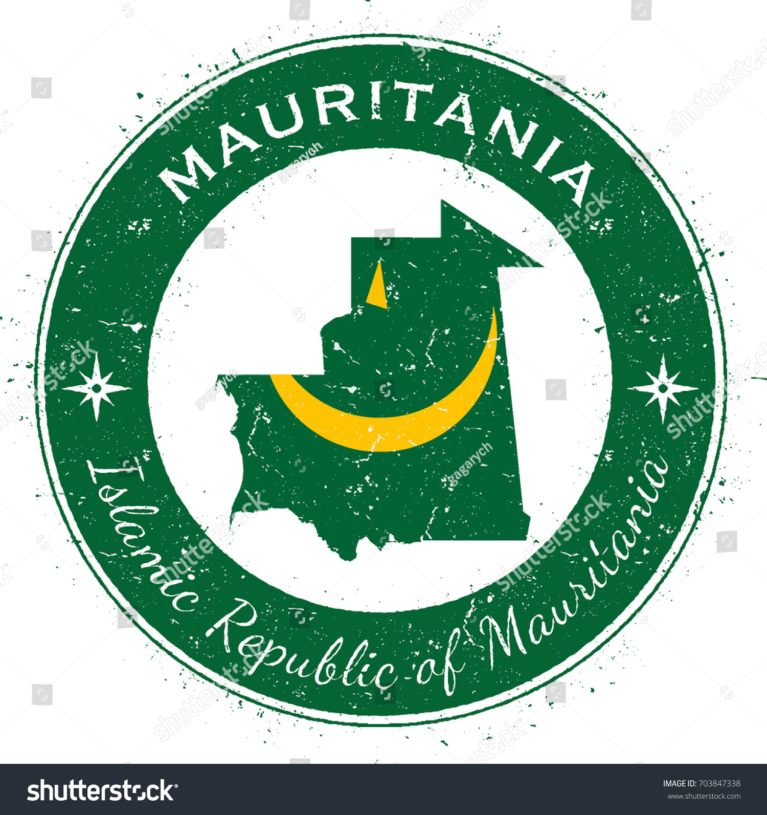 Mauritania Circular Patriotic Badge Grunge Rubber Stock Vector ...