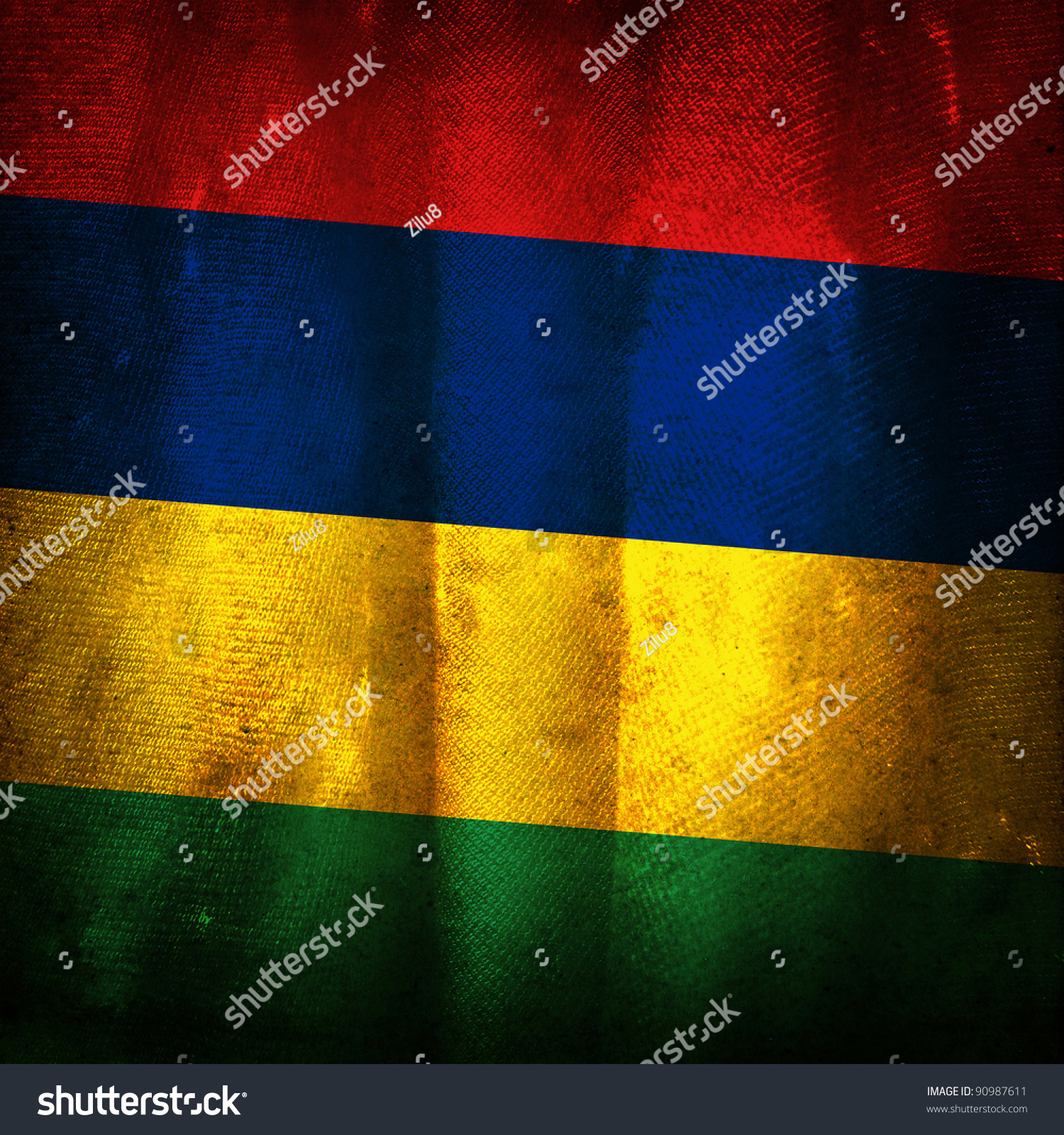 Old Grunge Flag Mauritius Stock Photo (Royalty Free) 90987611 ...