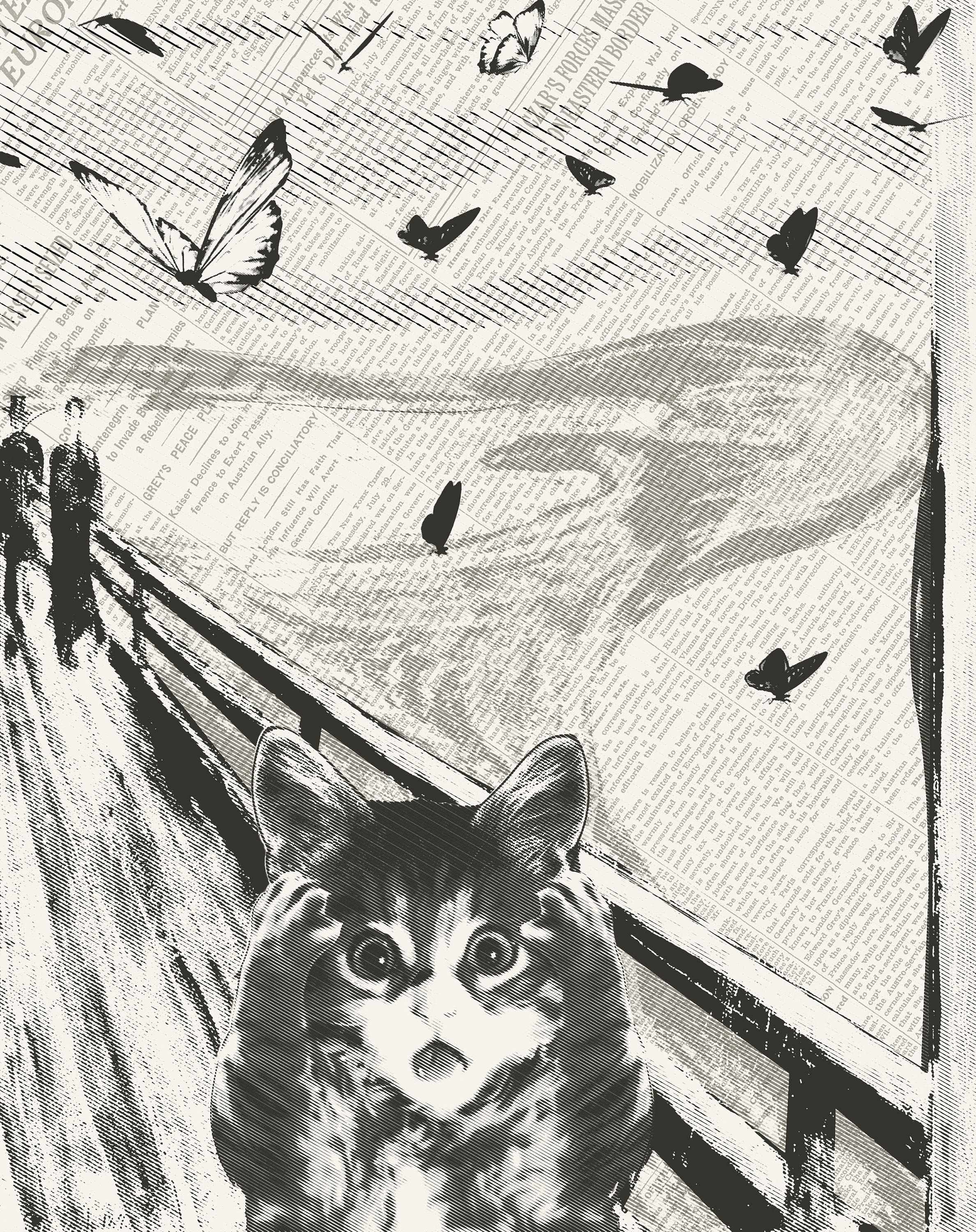 The scream Edvard Munch Funny print Funny art print Cat