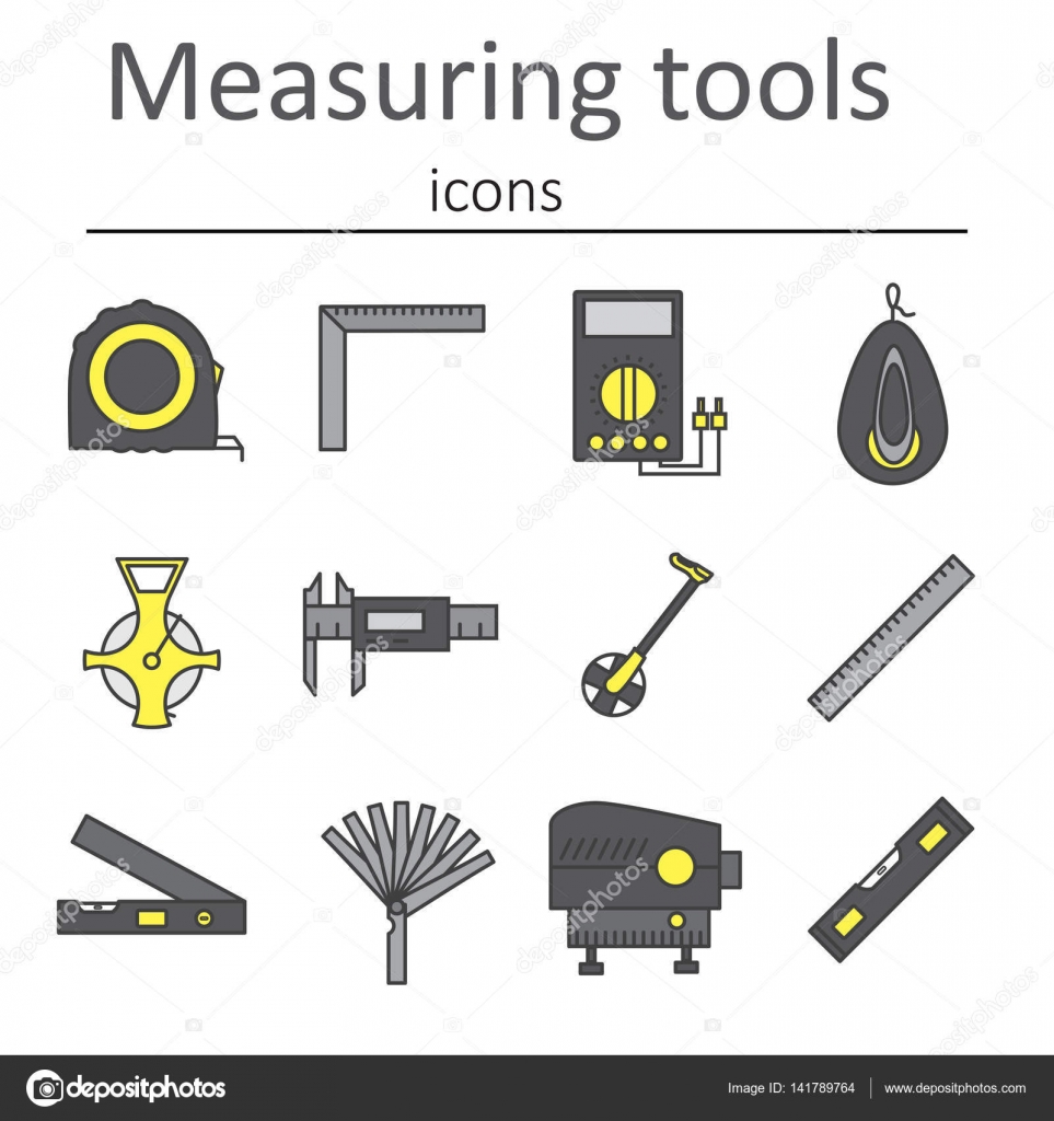 A set of measuring instruments used in construction to measure ...