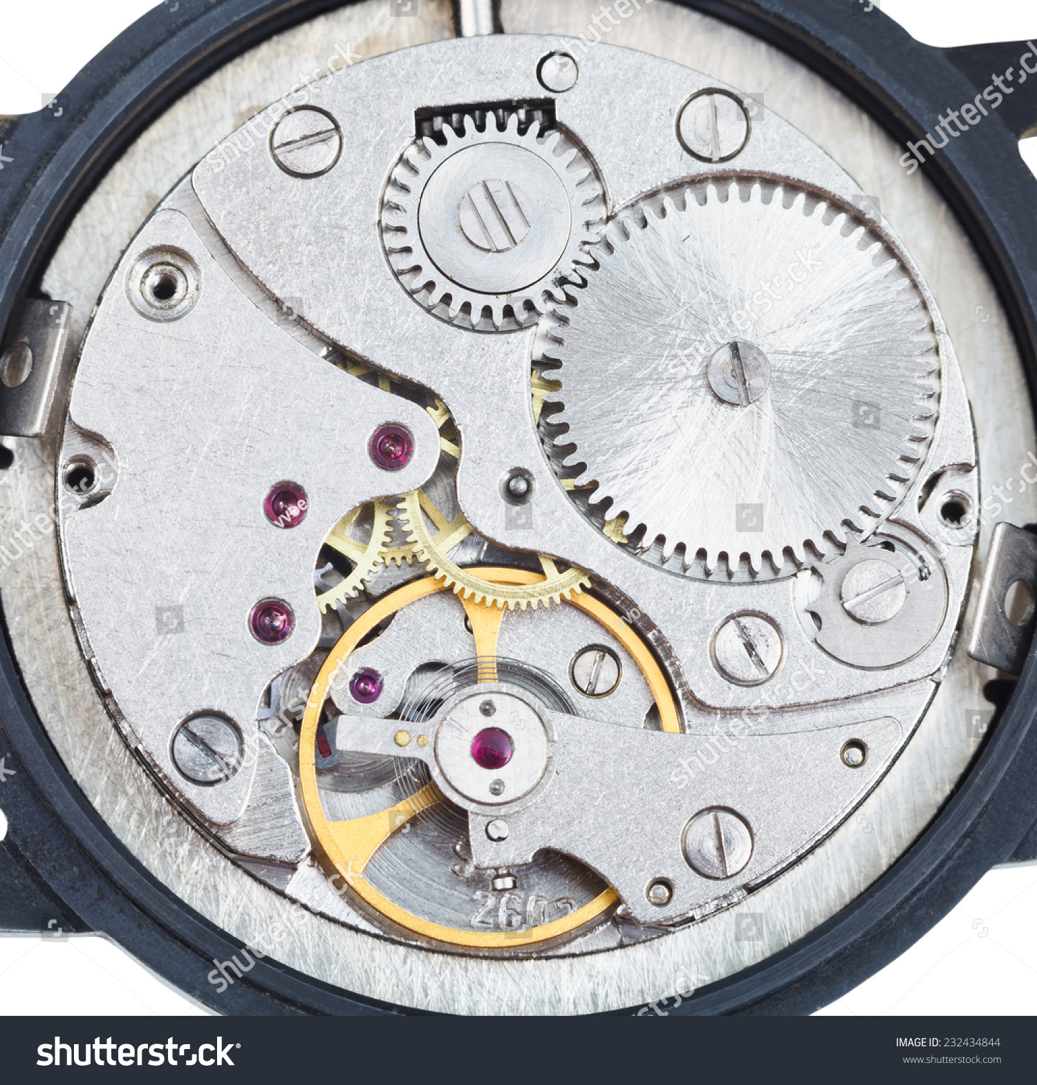 Round Mechanic Movement Old Watch Isolated Stock Photo (Download Now ...