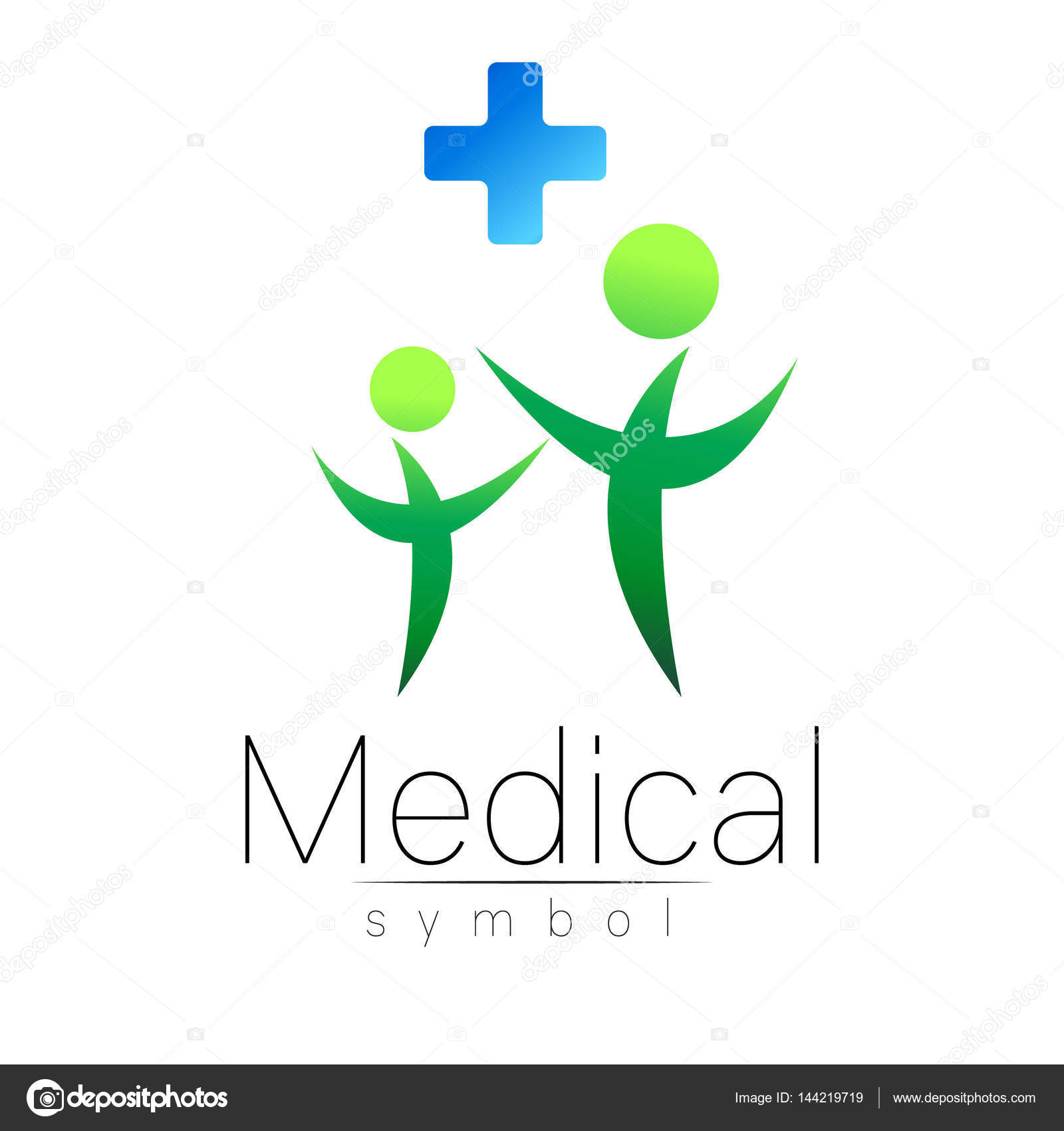 Vector medical sign with cross, family. Symbol for doctors, website ...
