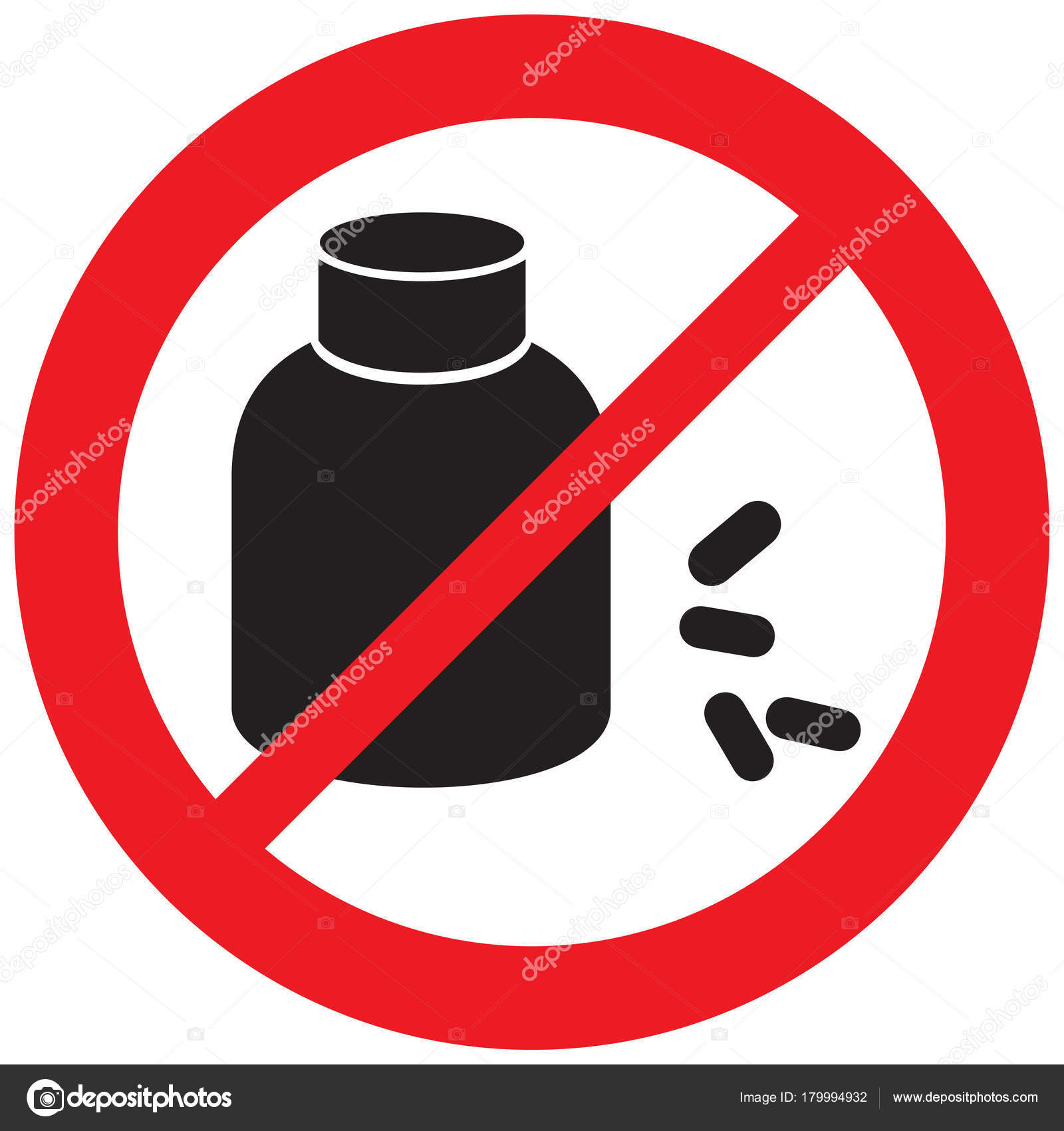 Pills Medicine Capsules Sign Prohibition Icon Allowed Symbol — Stock ...