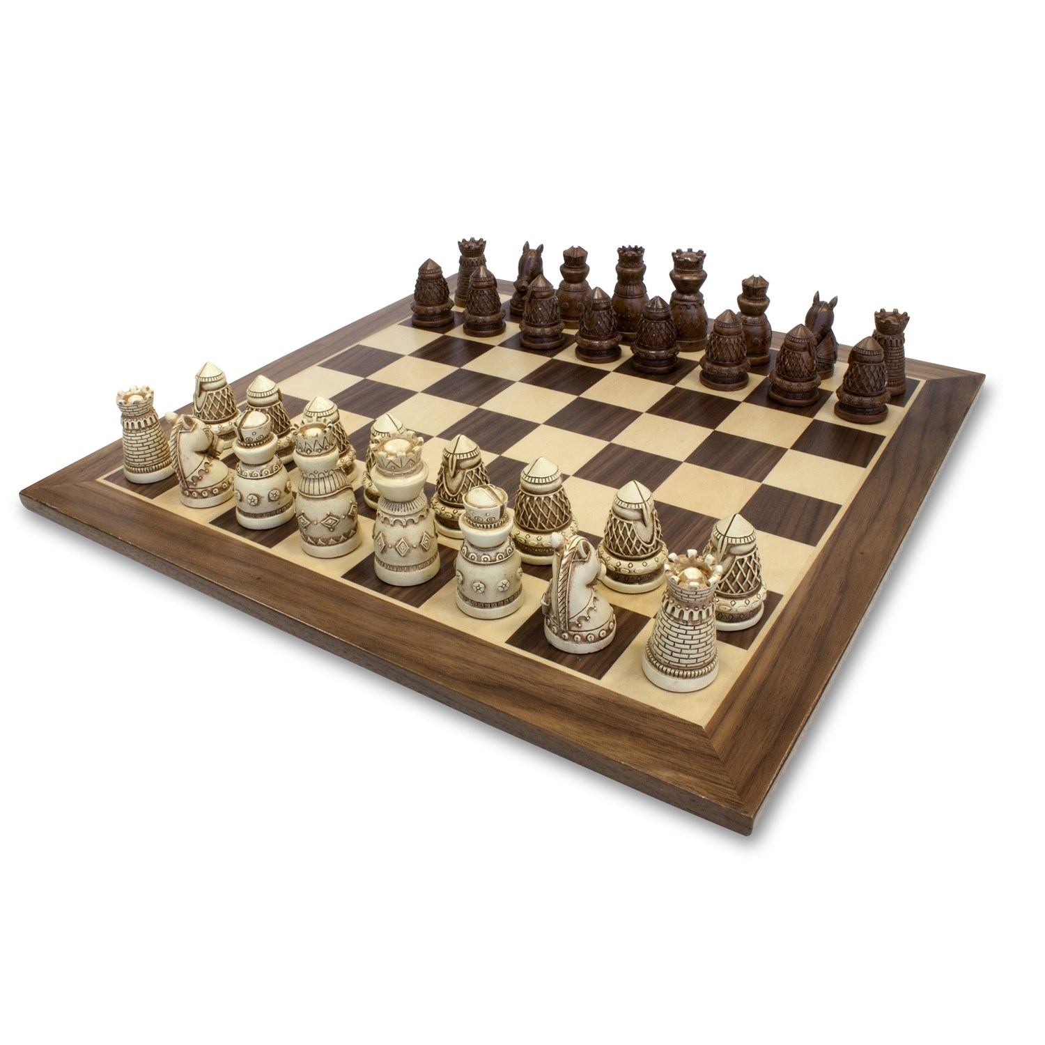 Medieval Chess Set – Polystone Pieces with a Wooden Board 15 in ...