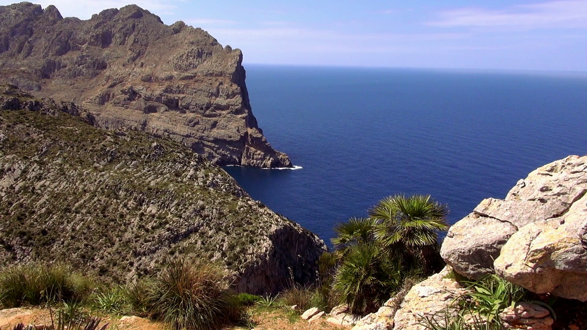 The blue Mediterranean sea blue ocean water and cliffs Stock Video ...