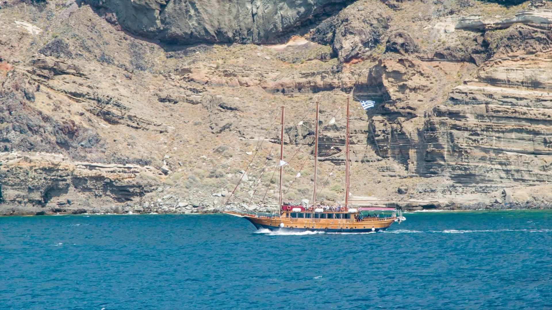 Wooden Sailboat Excursion on a Sightseeing Tour in Santorini Greece ...
