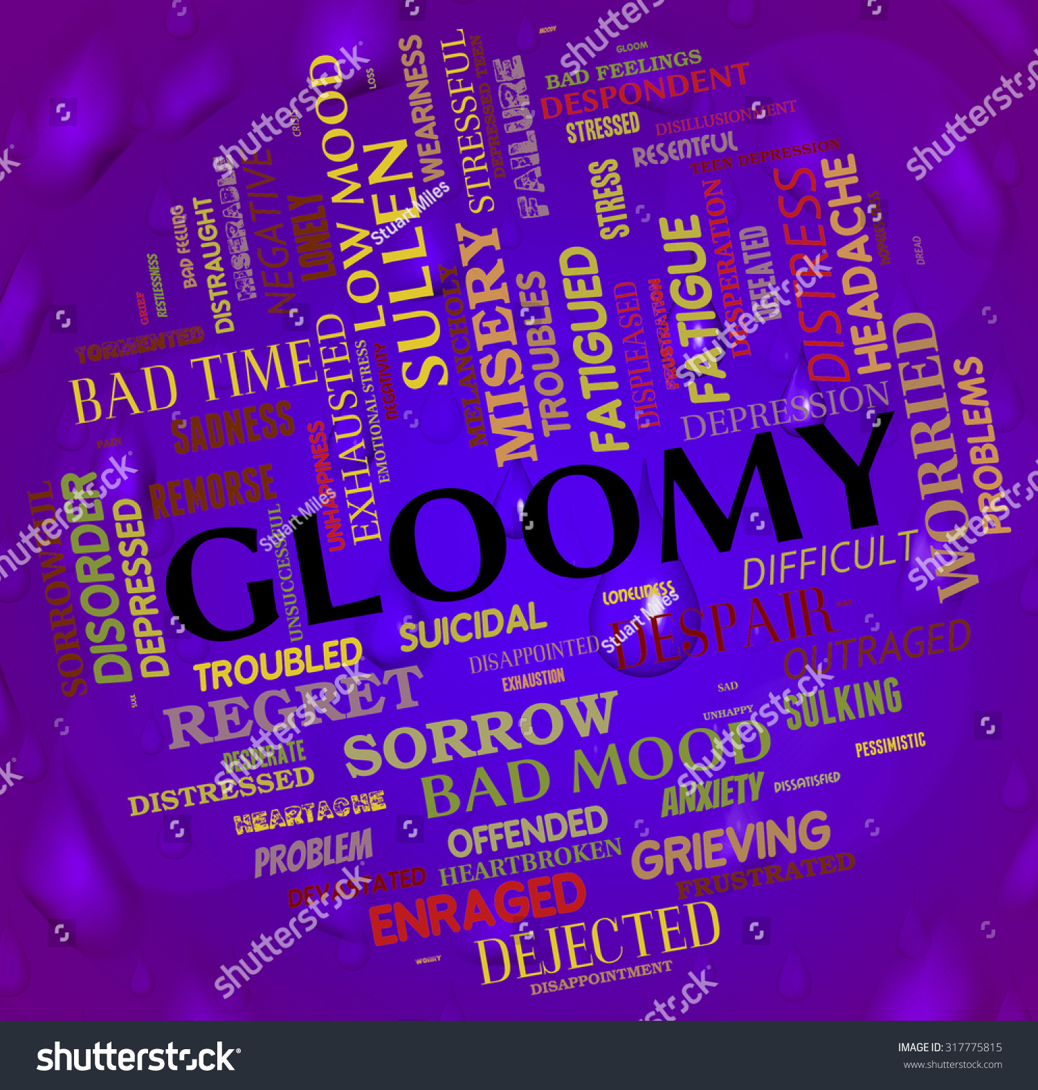 Gloomy Word Showing Despair Misery Words Stock Illustration ...