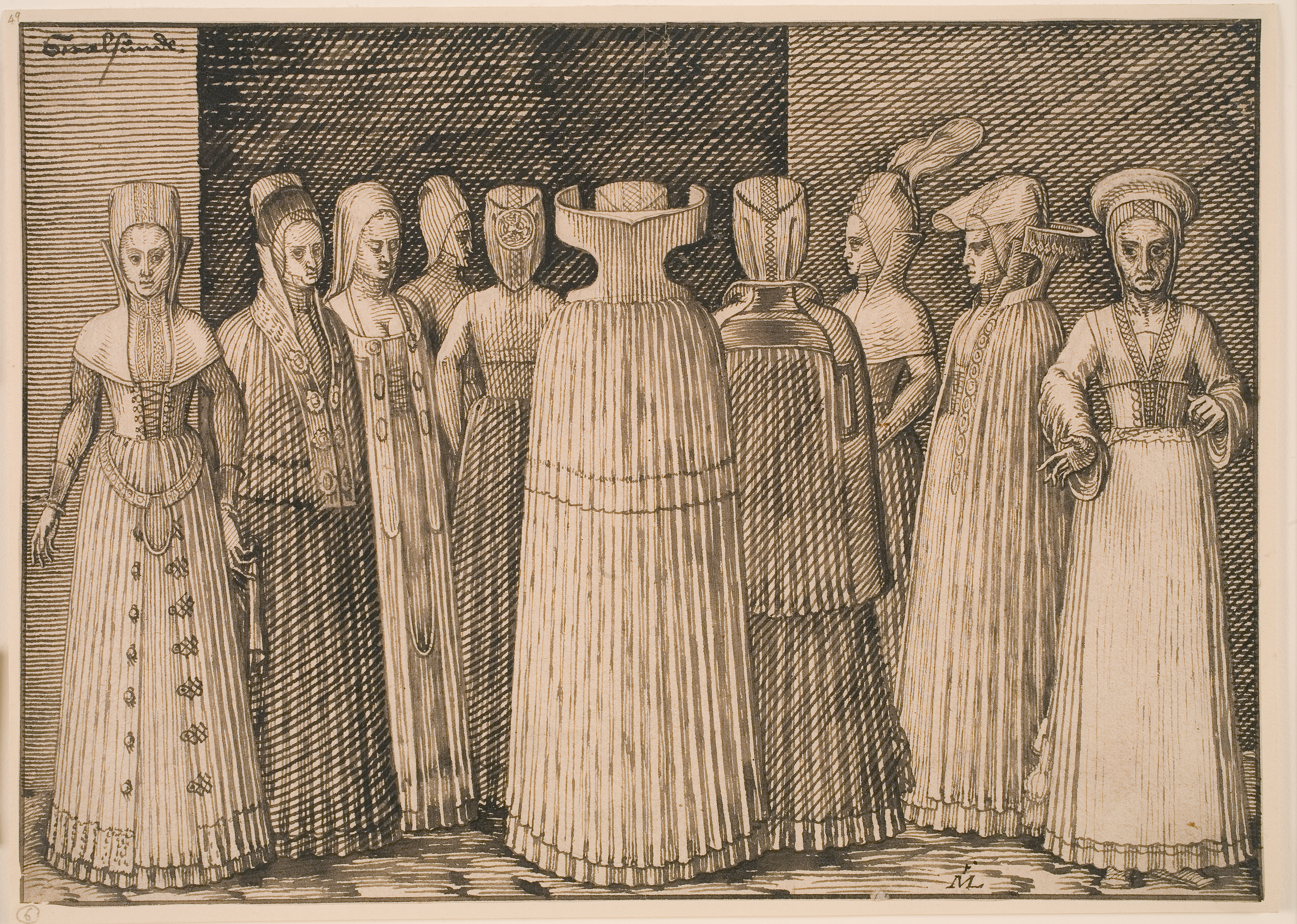 Melchior lorck (1526/27-88), ten women of stralsund, 1571/73. kks1966-13 photo