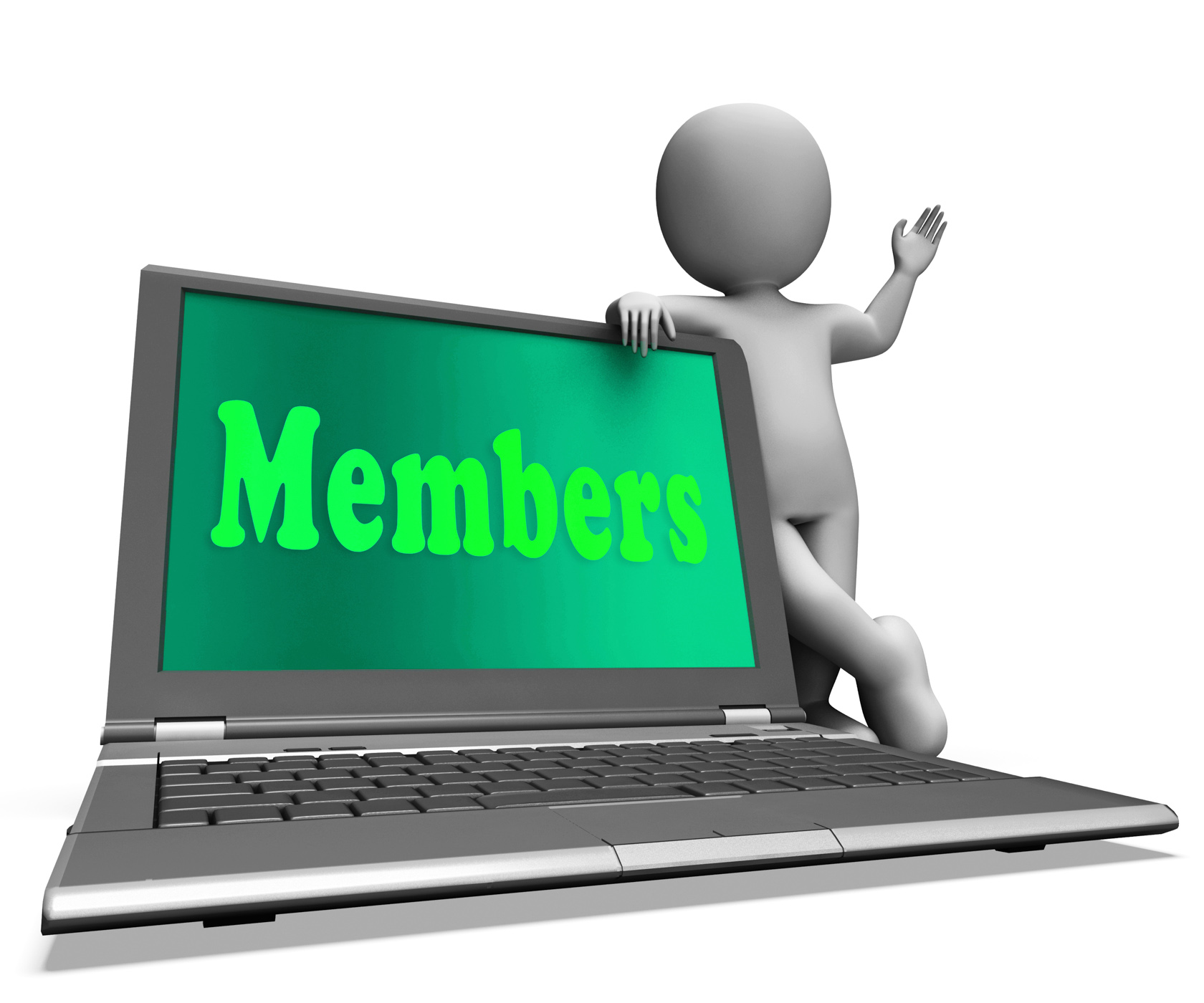 Members laptop shows membership registration and web subscribing photo
