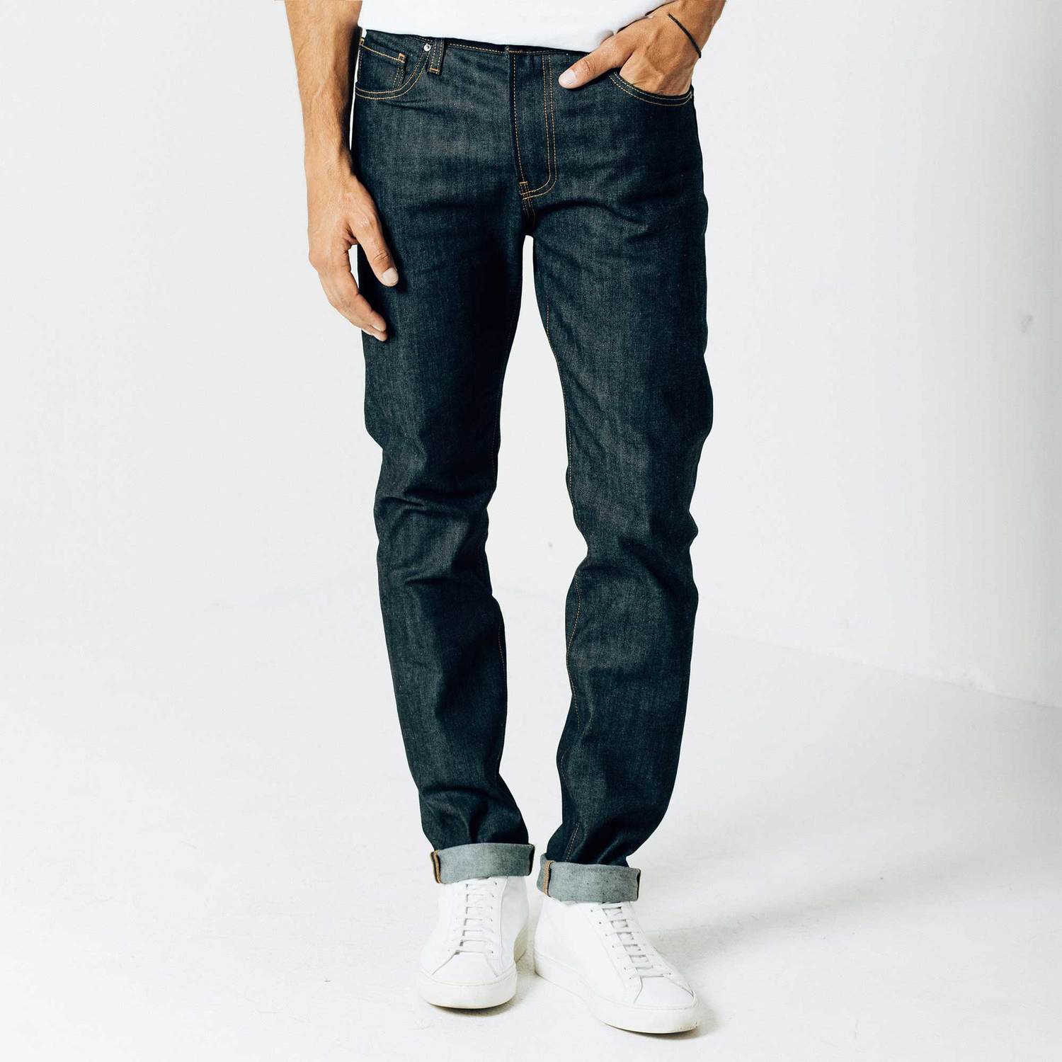 Mens Slim 11.75oz Raw Denim Jeans In 24 Dip Indigo Timber $75 | DSTLD