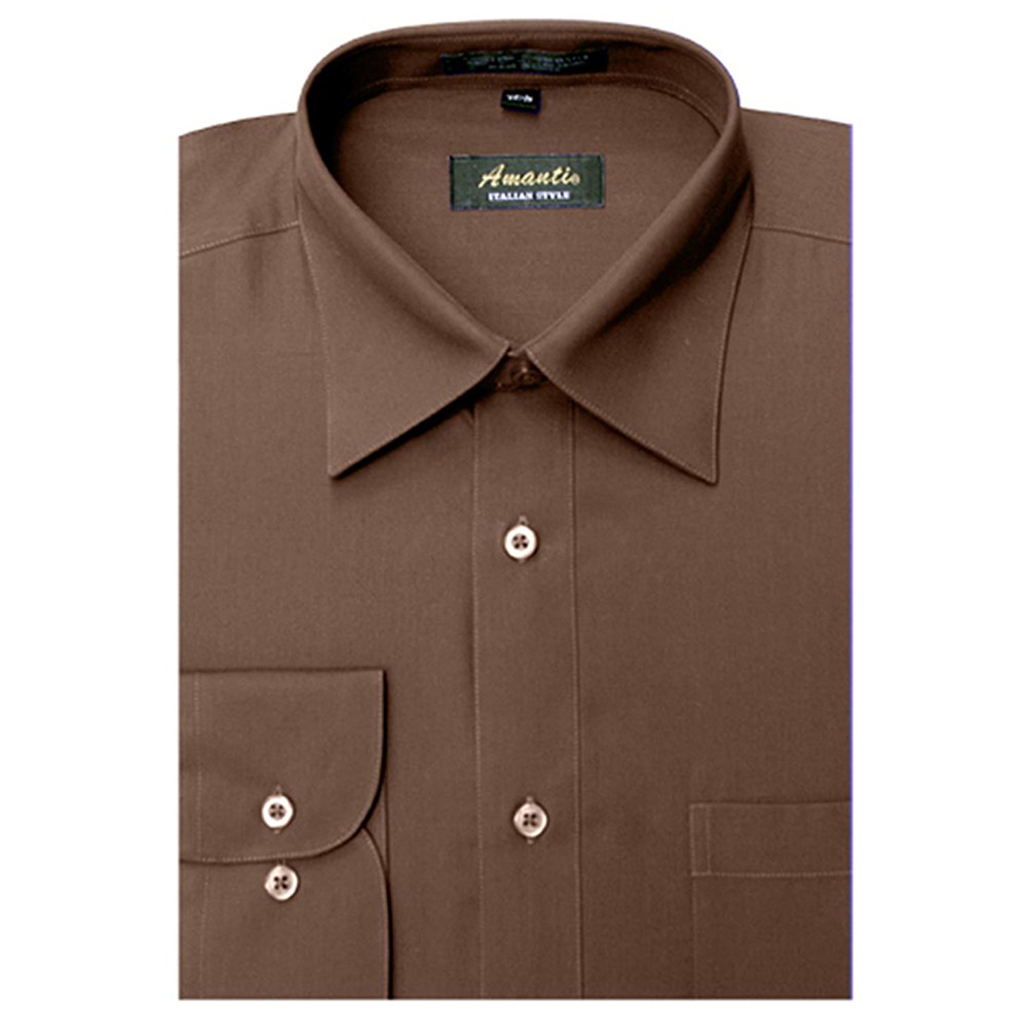 Amanti Brown Colored Men's Dress Shirt Long Sleeve Convertible 17.5 ...