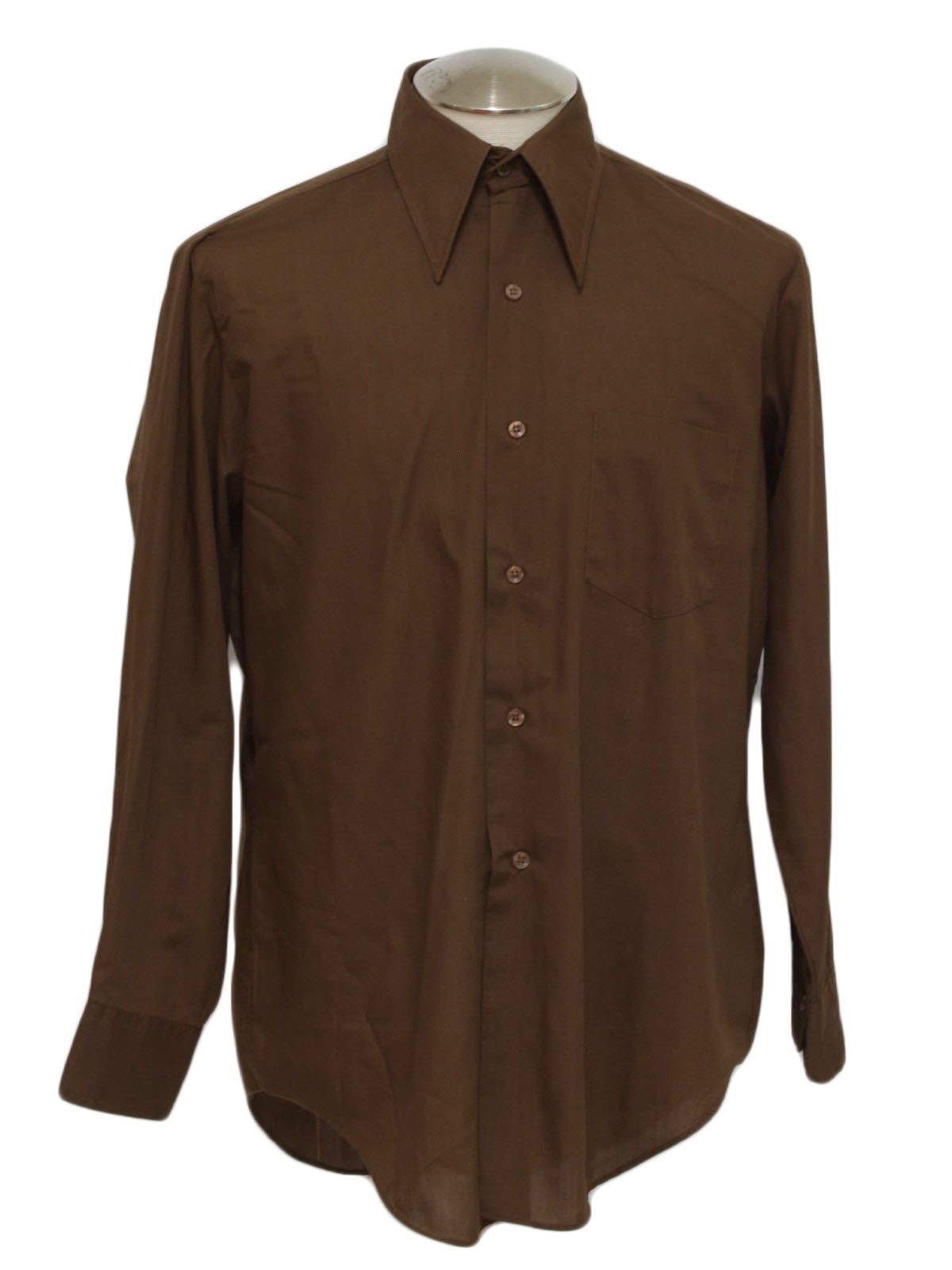 1970's Retro Shirt: 70s -Jayshire- Mens chocolate brown polyester ...