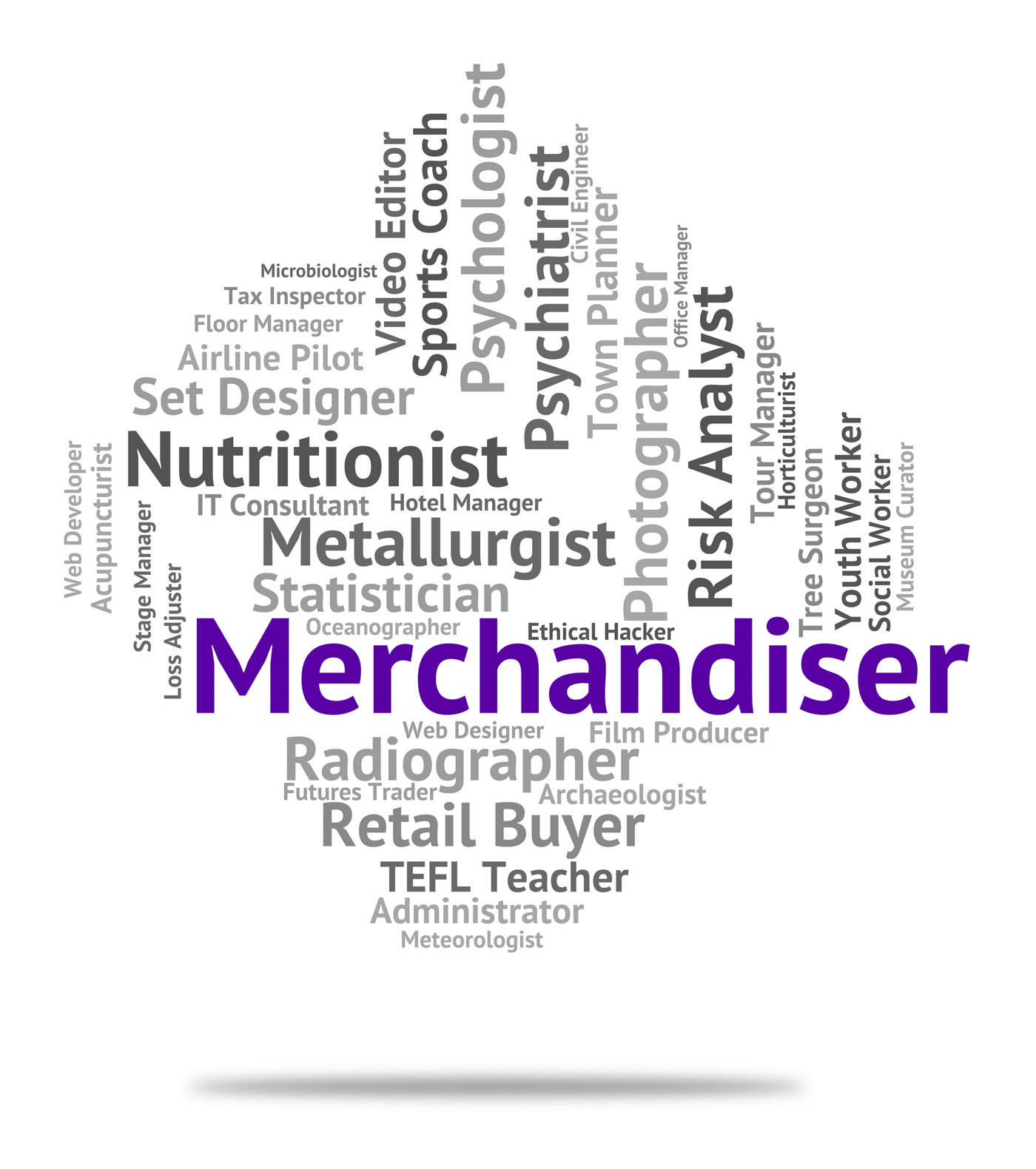 Merchandiser job shows hire words and work photo