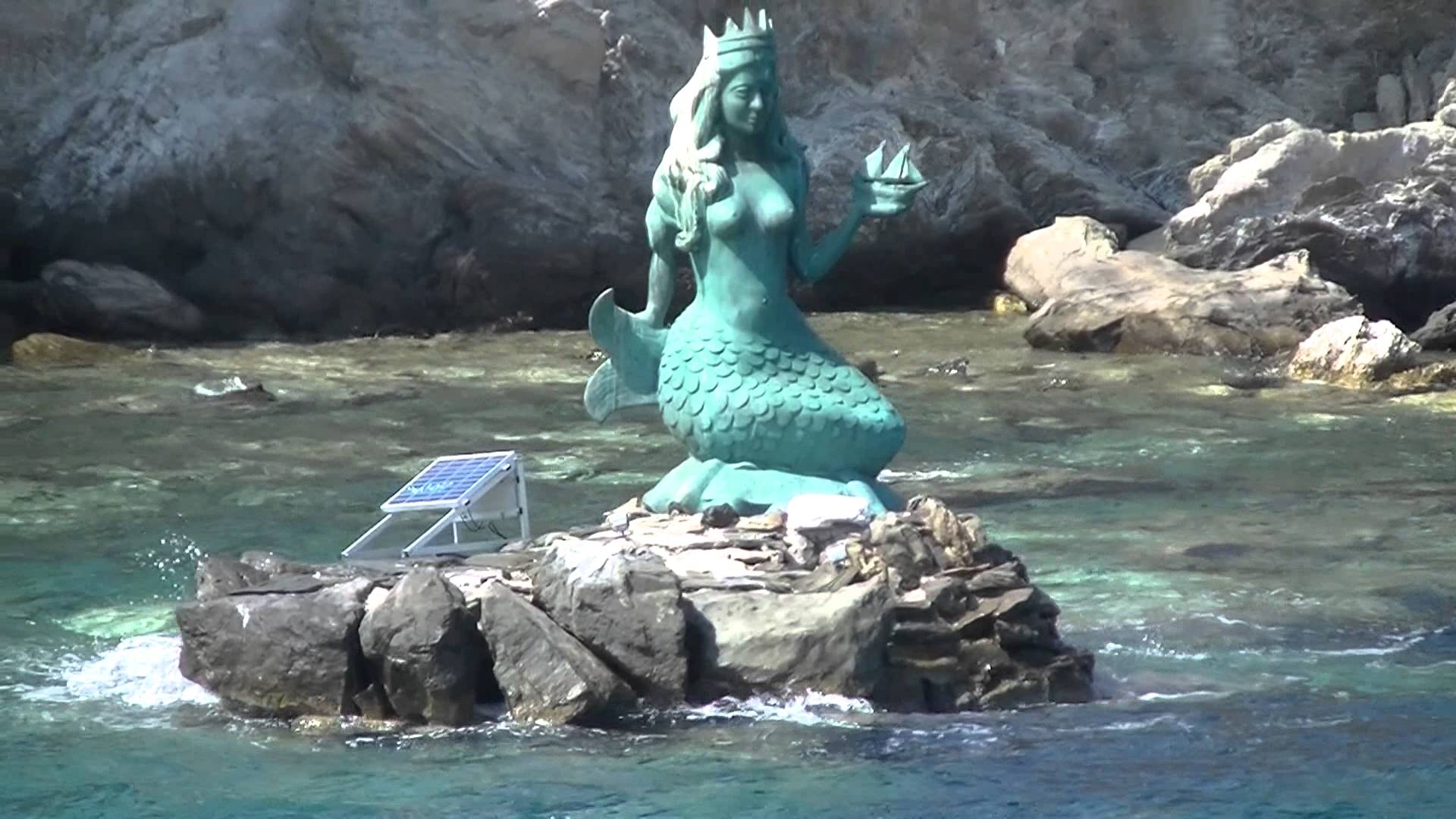 Mermaid statue Oinousai, Chios Greece γοργόνα - YouTube