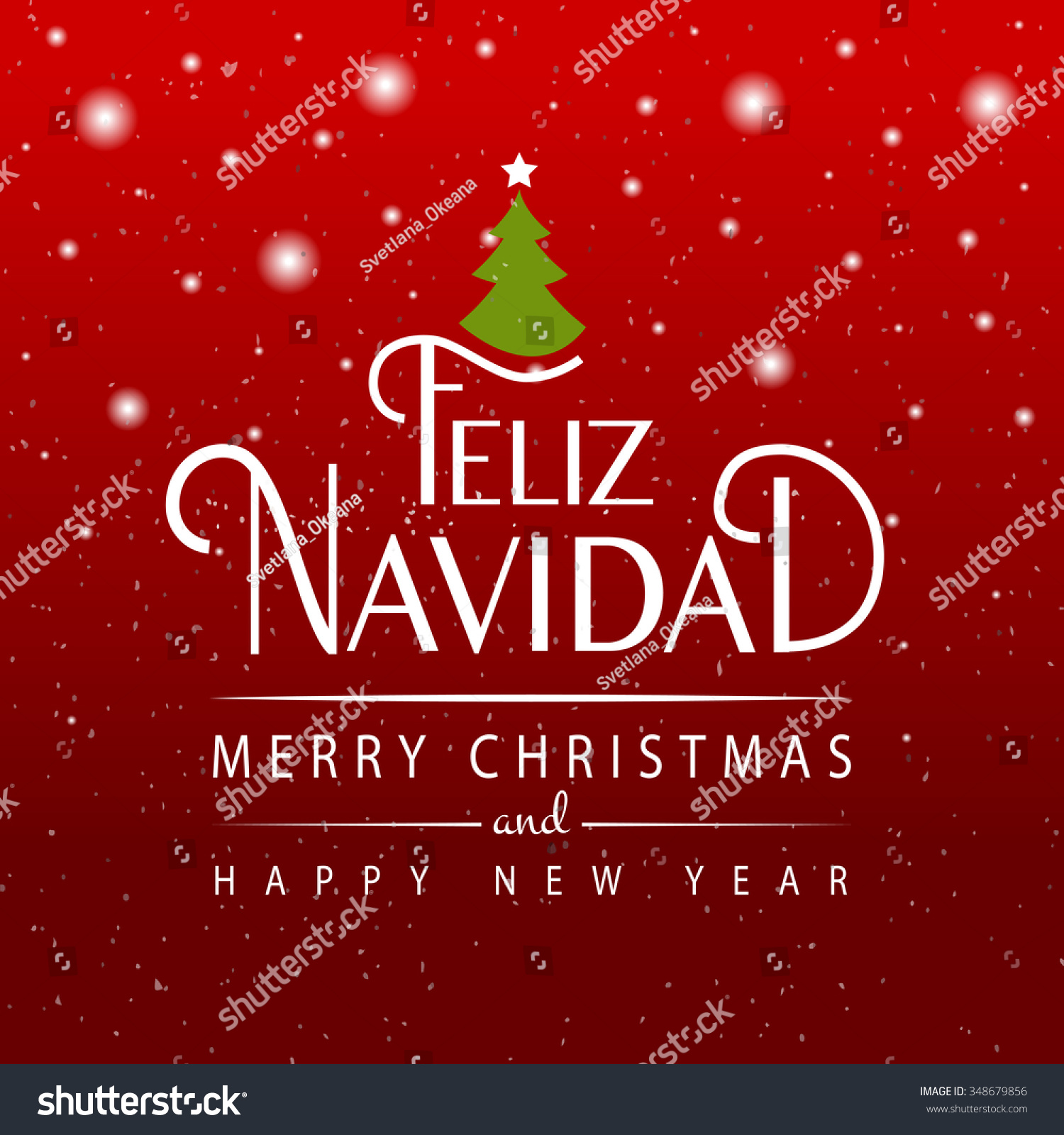 Hand Sketched Feliz Navidad Merry Christmas Stock Vector 348679856 ...