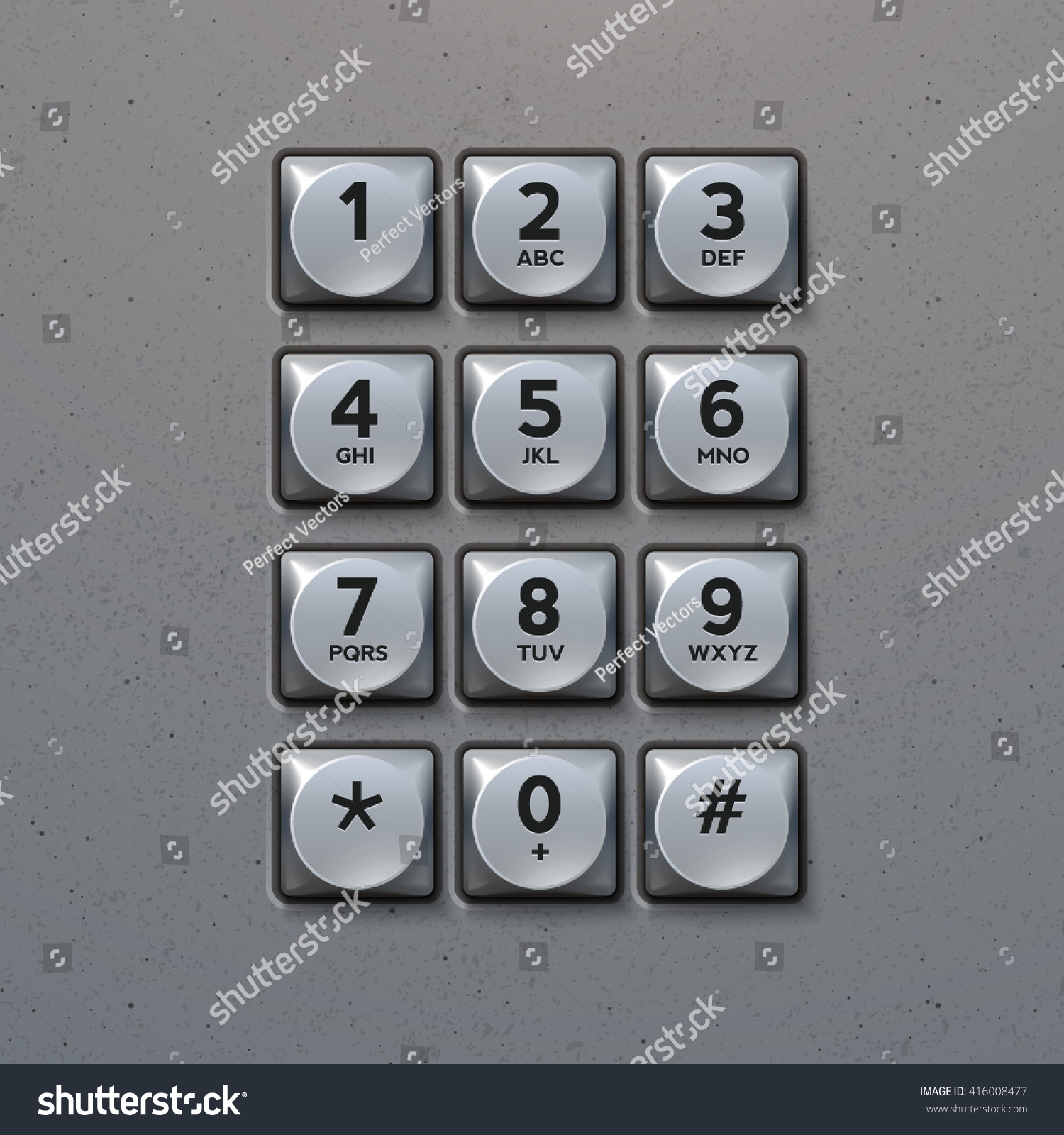 Vector Metal Keypad Phone Keypad Buttons Stock Vector 416008477 ...
