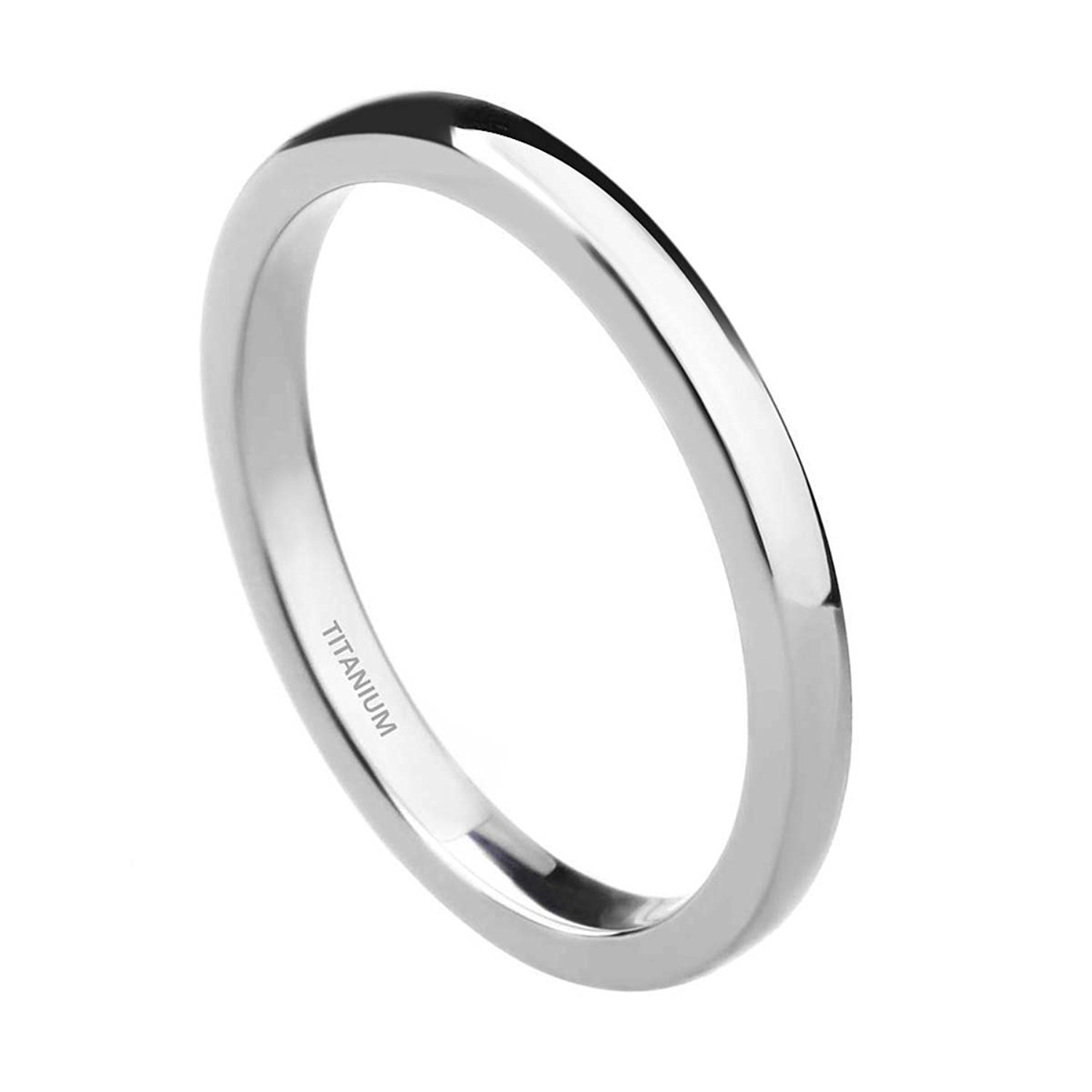 2mm/4mm/6mm/8mm Titanium Plain Dome High Polished Wedding Band Ring ...