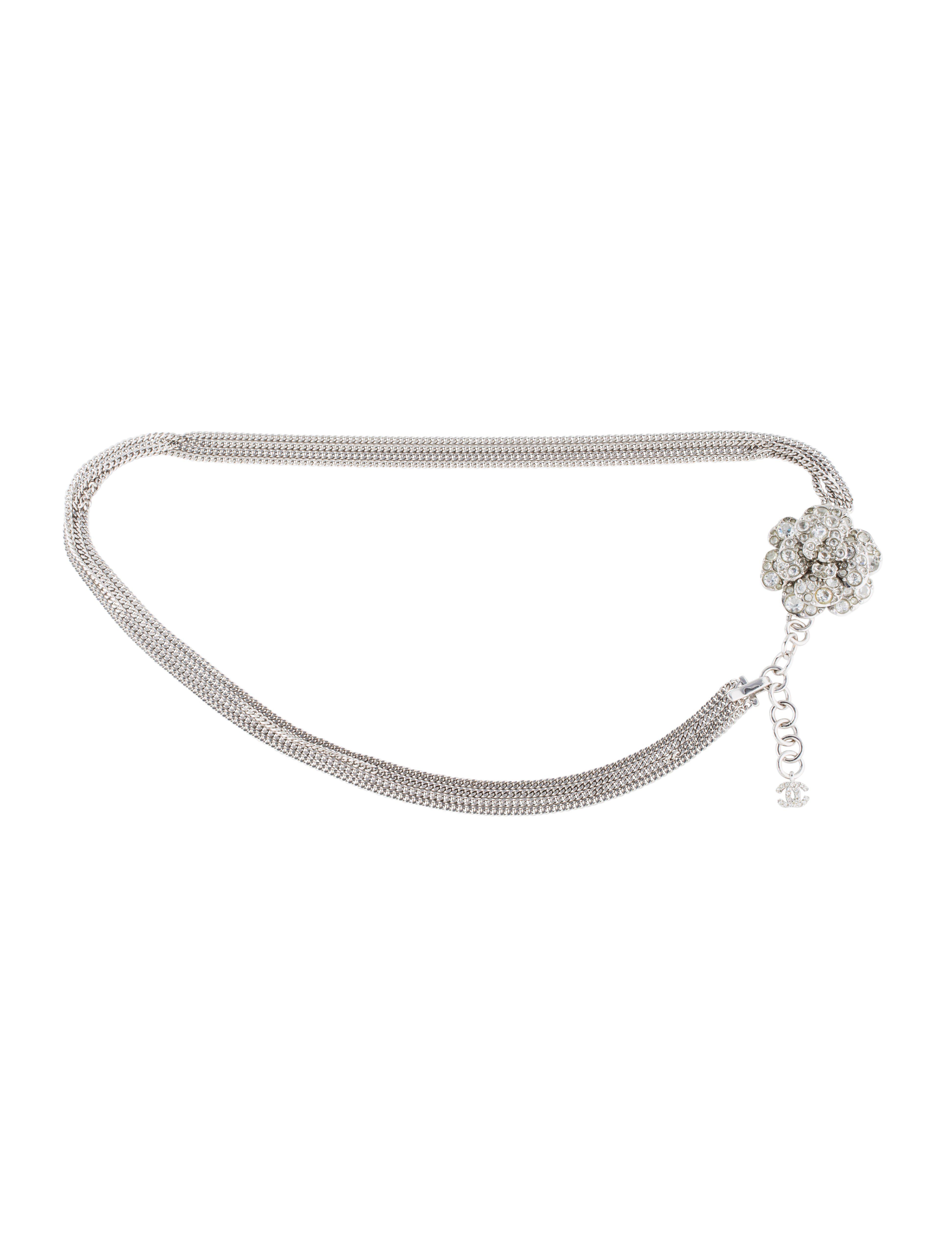 Lyst - Chanel Chain-link Camellia Belt Silver in Metallic