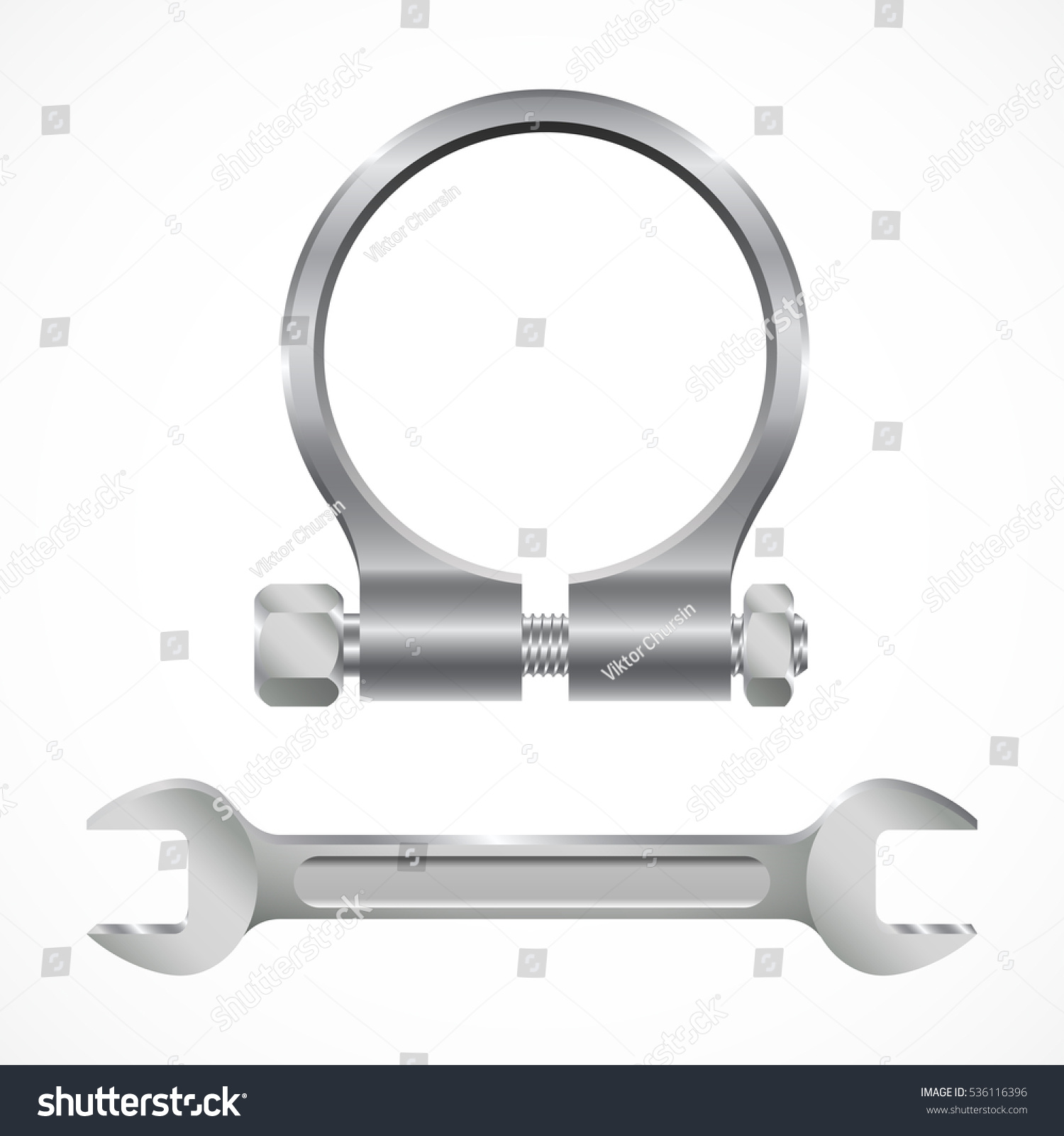 Pipe Clamp Realistic Steel Hose Clamp Stock Vector (2018) 536116396 ...