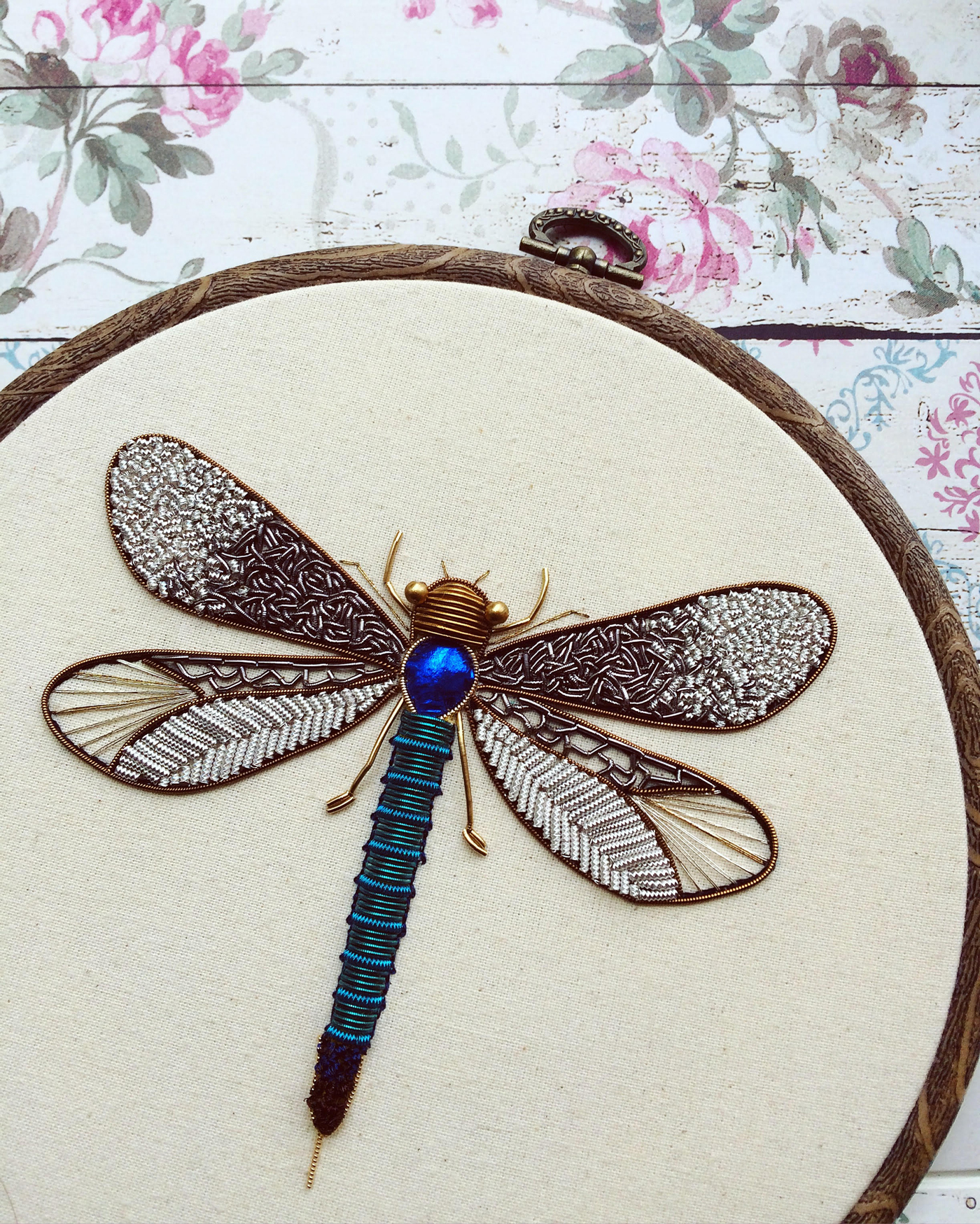 Shimmering Metallic Embroideries of Dragonflies and Other Insects by ...