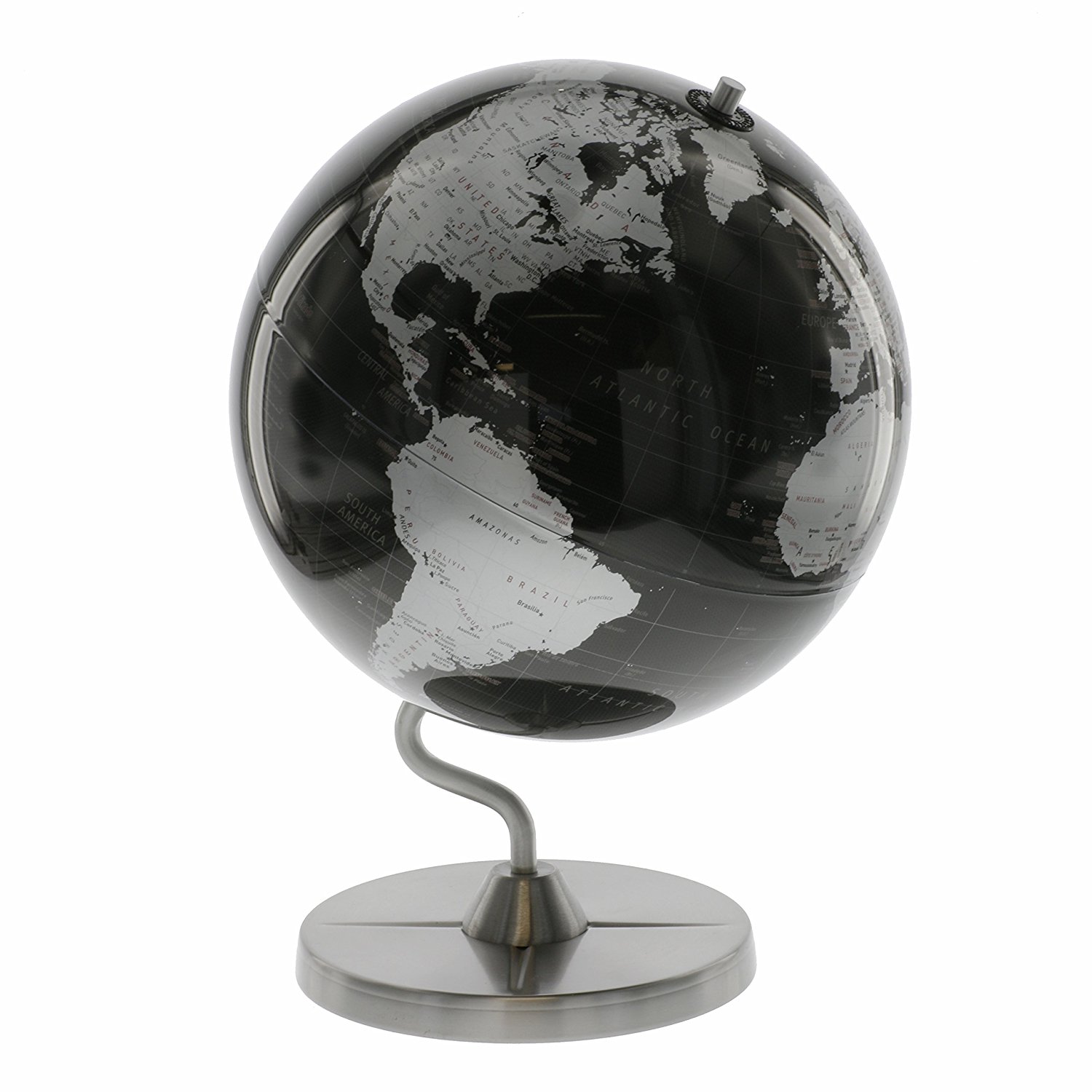 Amazon.com: Metallic Globe - Contemporary Silver And Black Political ...