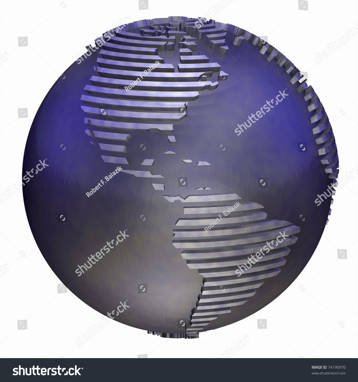 3d Illustration Depicting Stylized Metallic Globe Stock Illustration ...