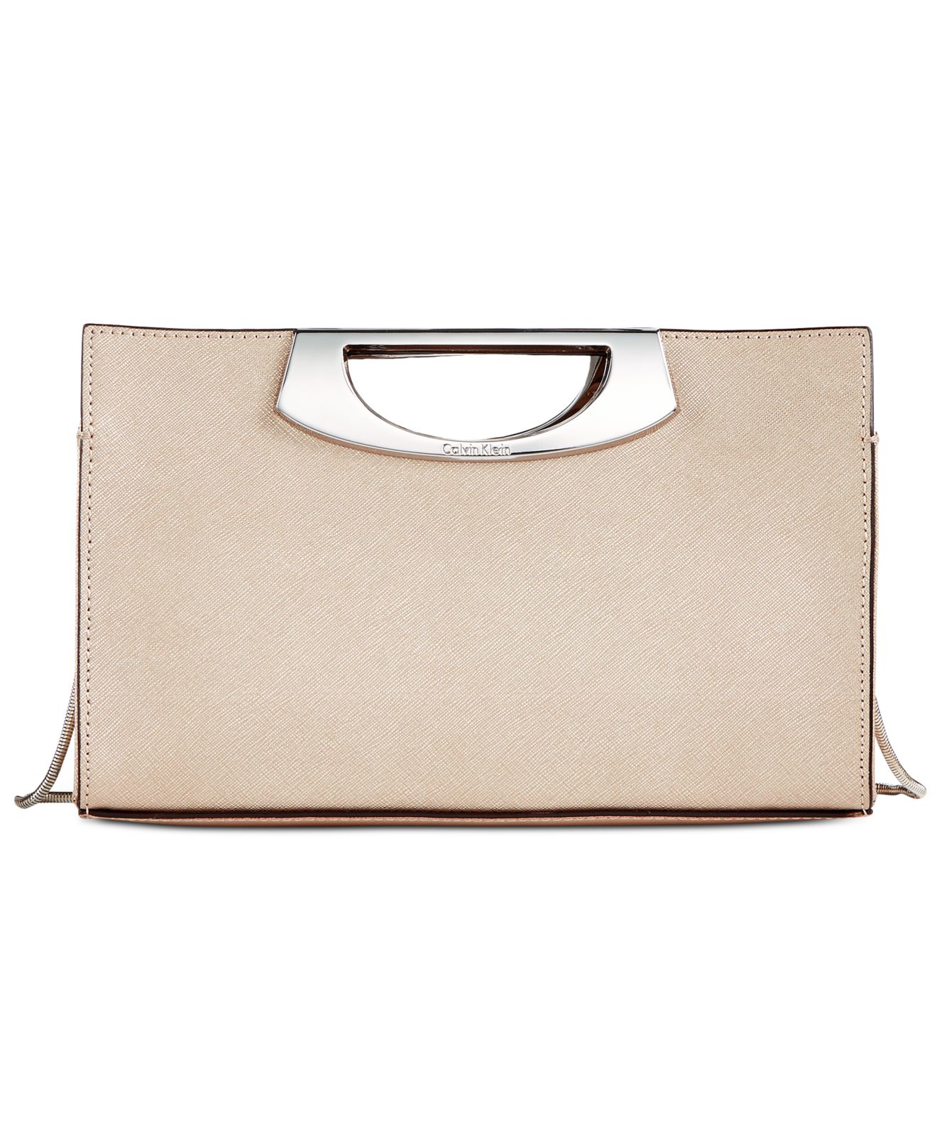 Lyst - Calvin Klein Saffiano Leather Convertible Clutch With Metal ...