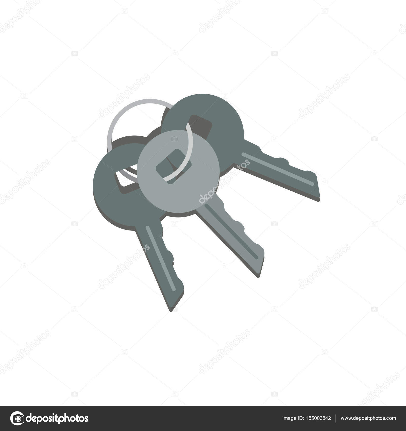Bunch of three metallic keys hanging on ring. Key from car, house ...