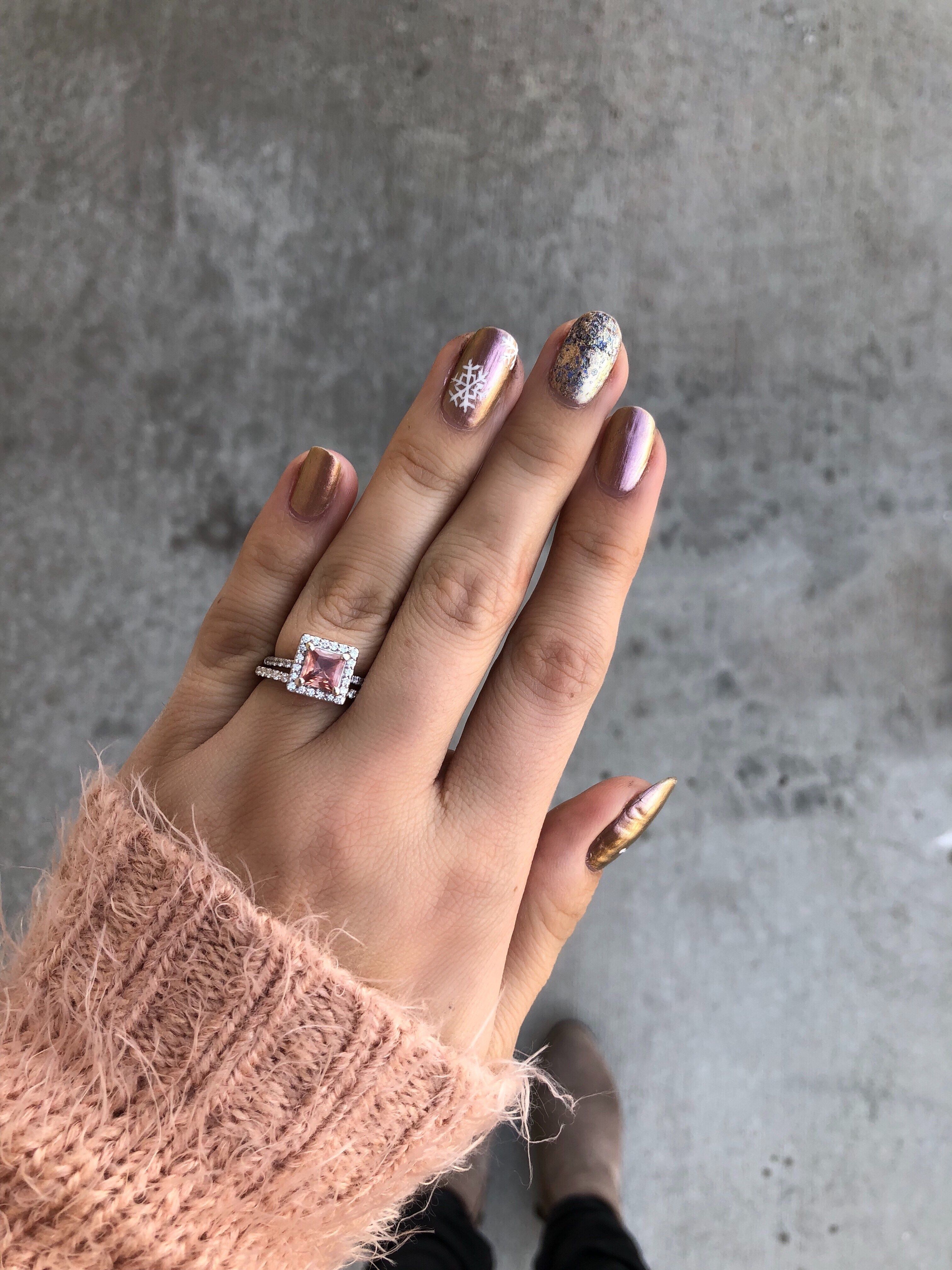 Winter Glitter & Snowflake Nail Art | Metallic nails, Glitter nail ...