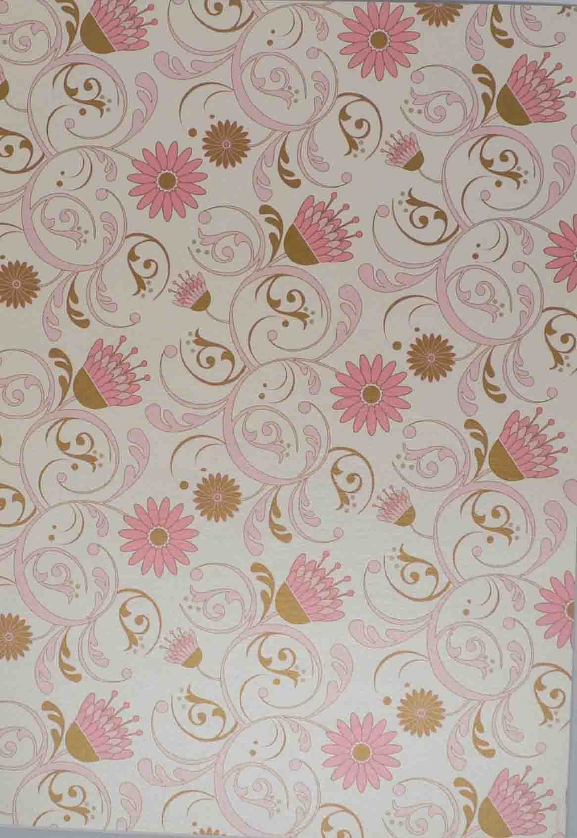 A4 - Patterned - Metallic Florentine Floral Pink - Gold/Pink on ...