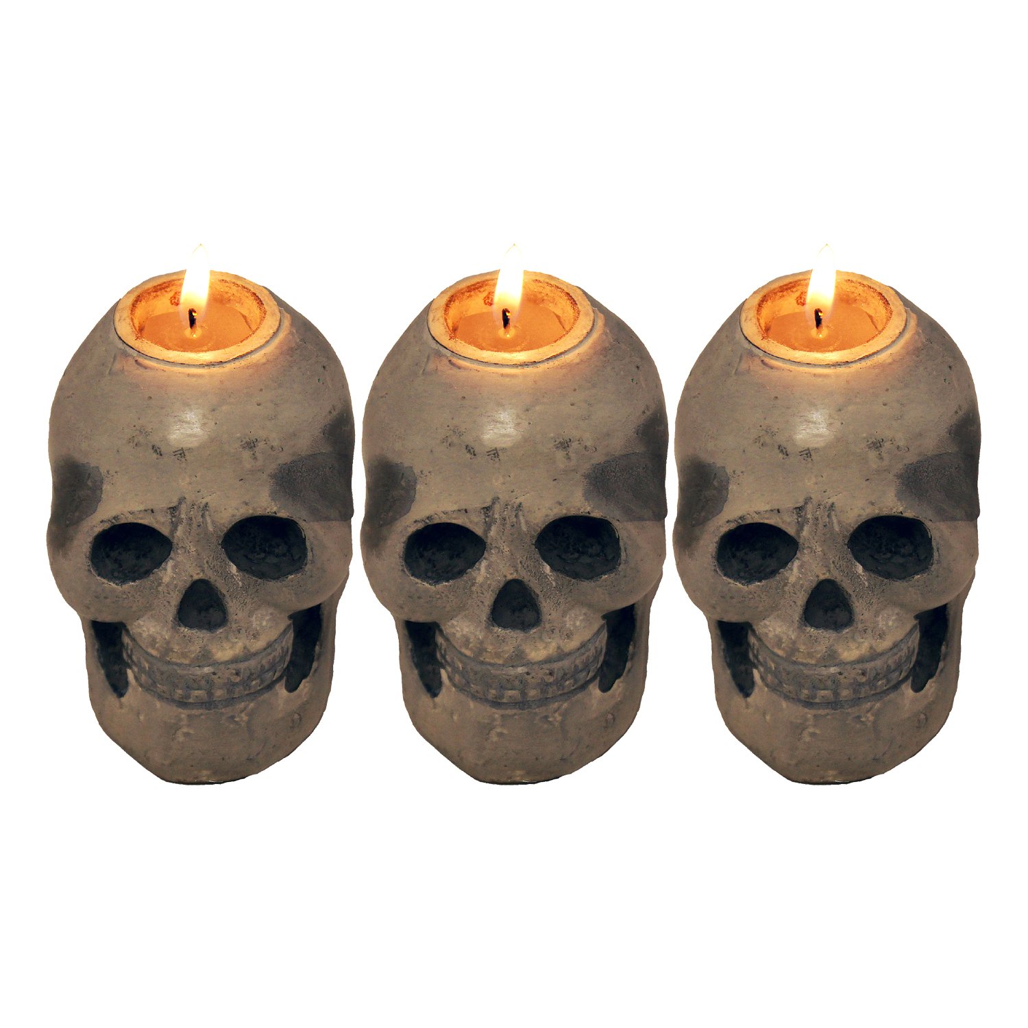 GiftBay Metallic Skeleton Skull Votive Candle Holders Set of 3 Pieces,