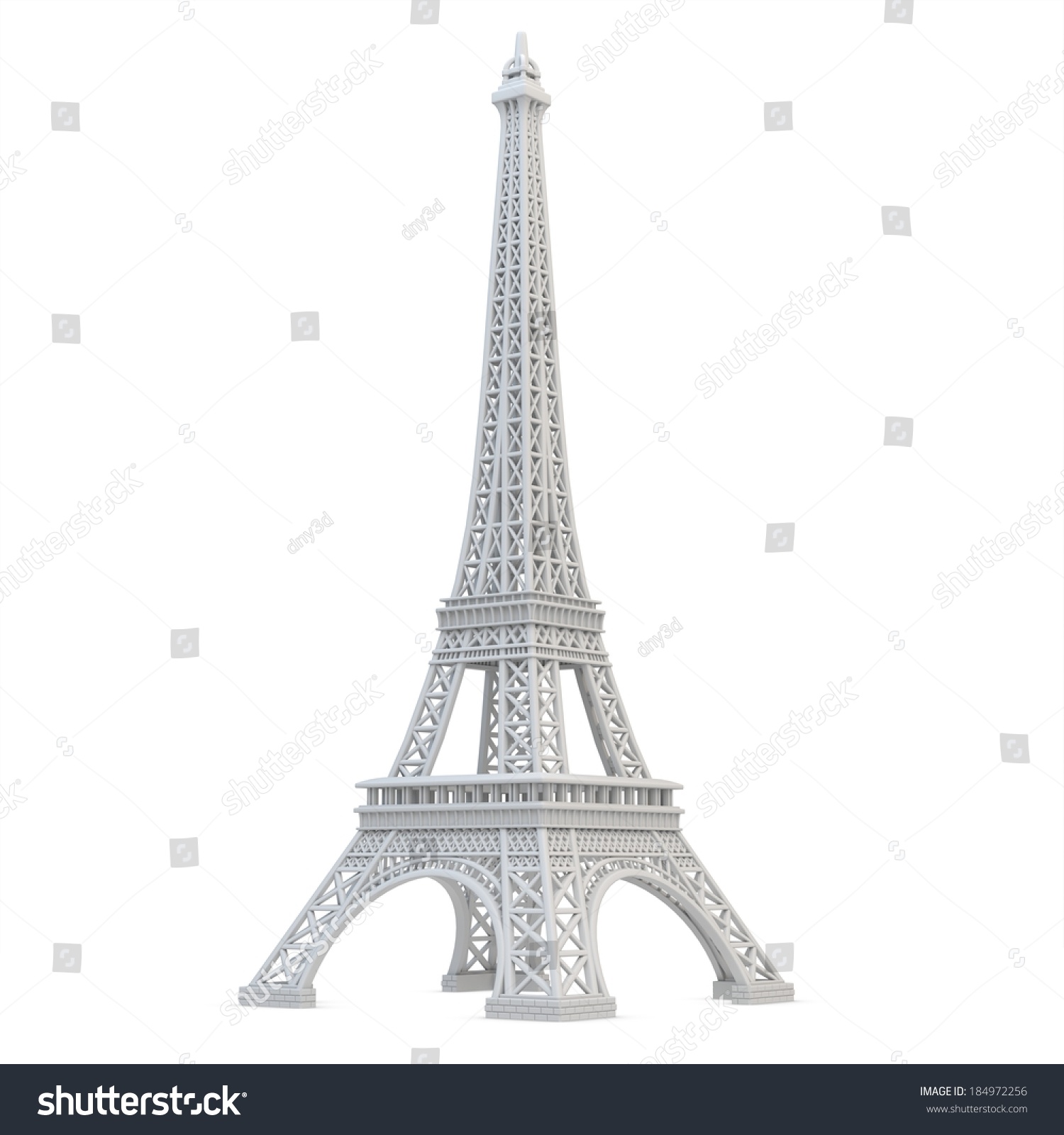 3d Eiffel Tower Metallic On White Stock Illustration 184972256 ...