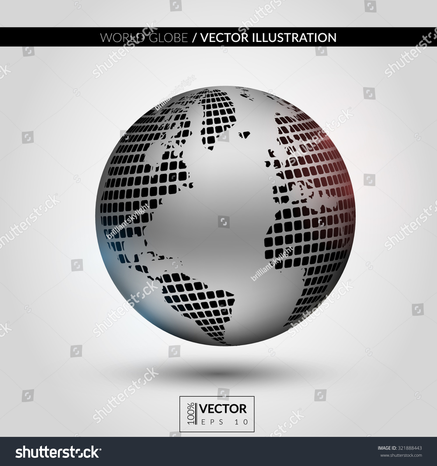 Modern Metallic World Globe Vector Illustration Stock Photo (Photo ...