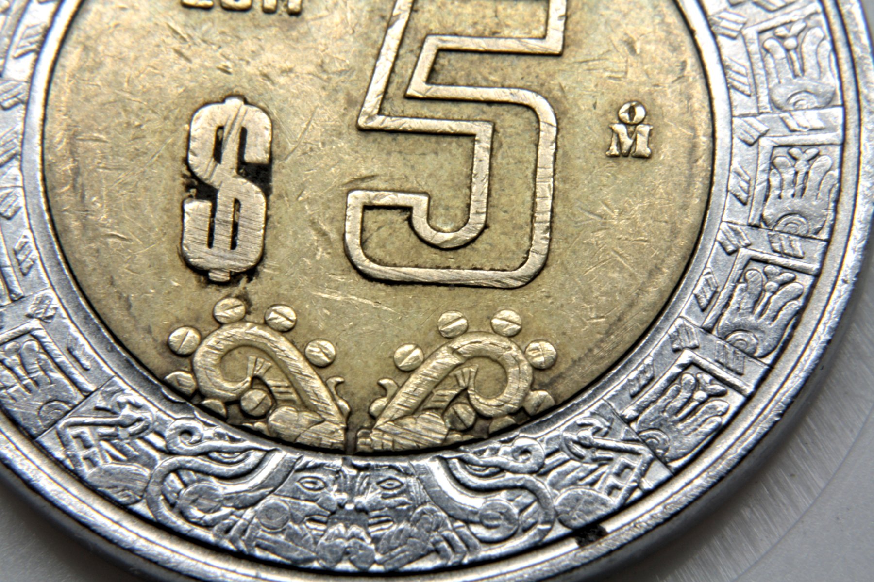 Mexican coin, 5, Peso, Mexican, Mexico, HQ Photo