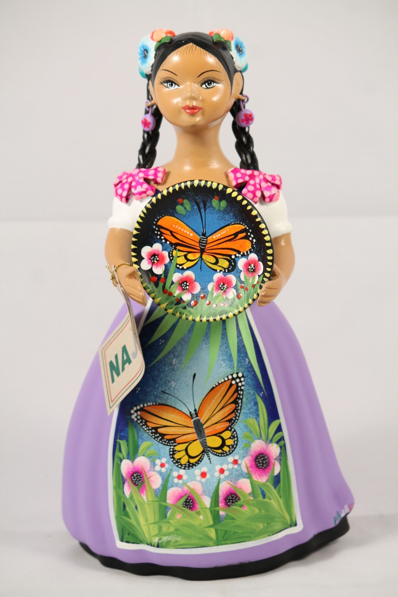Lupita Doll Ceramic Mexican Folk Art Butterfly Platter Lilac ...