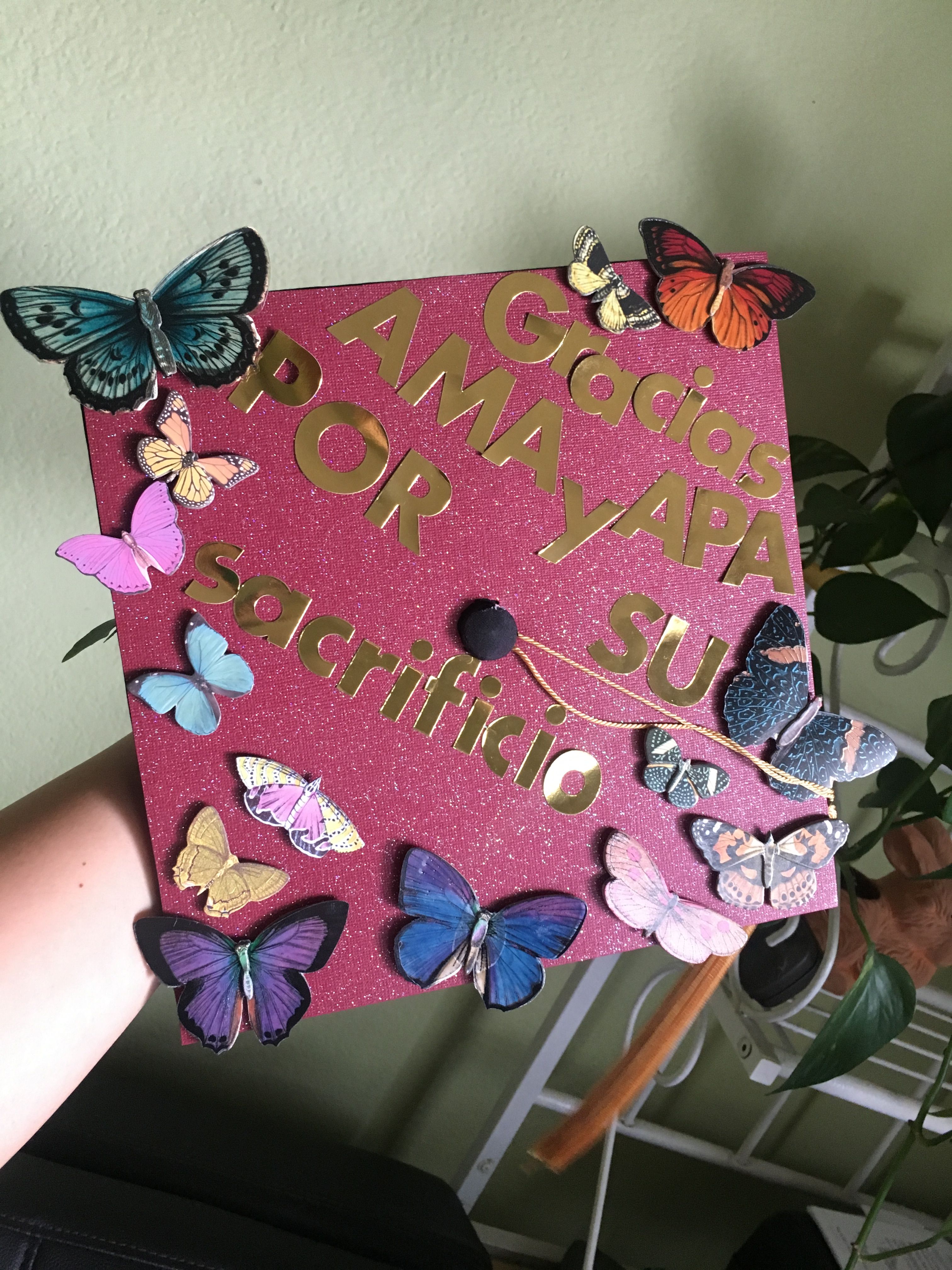 Graduation Cap Decoration Butterflies Mexican Latina Proud Thank You ...