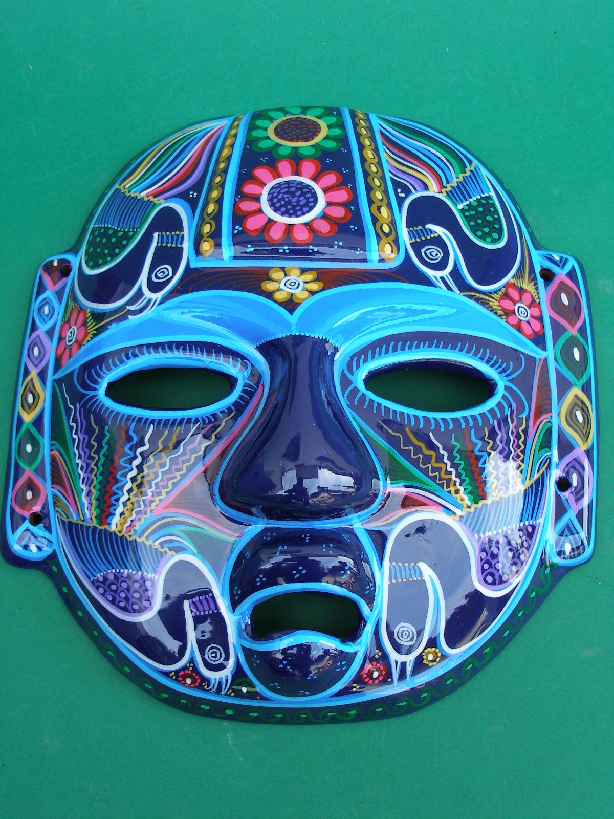 painted head art | Mayan Head - Hand painted Clay Mask - Latin ...