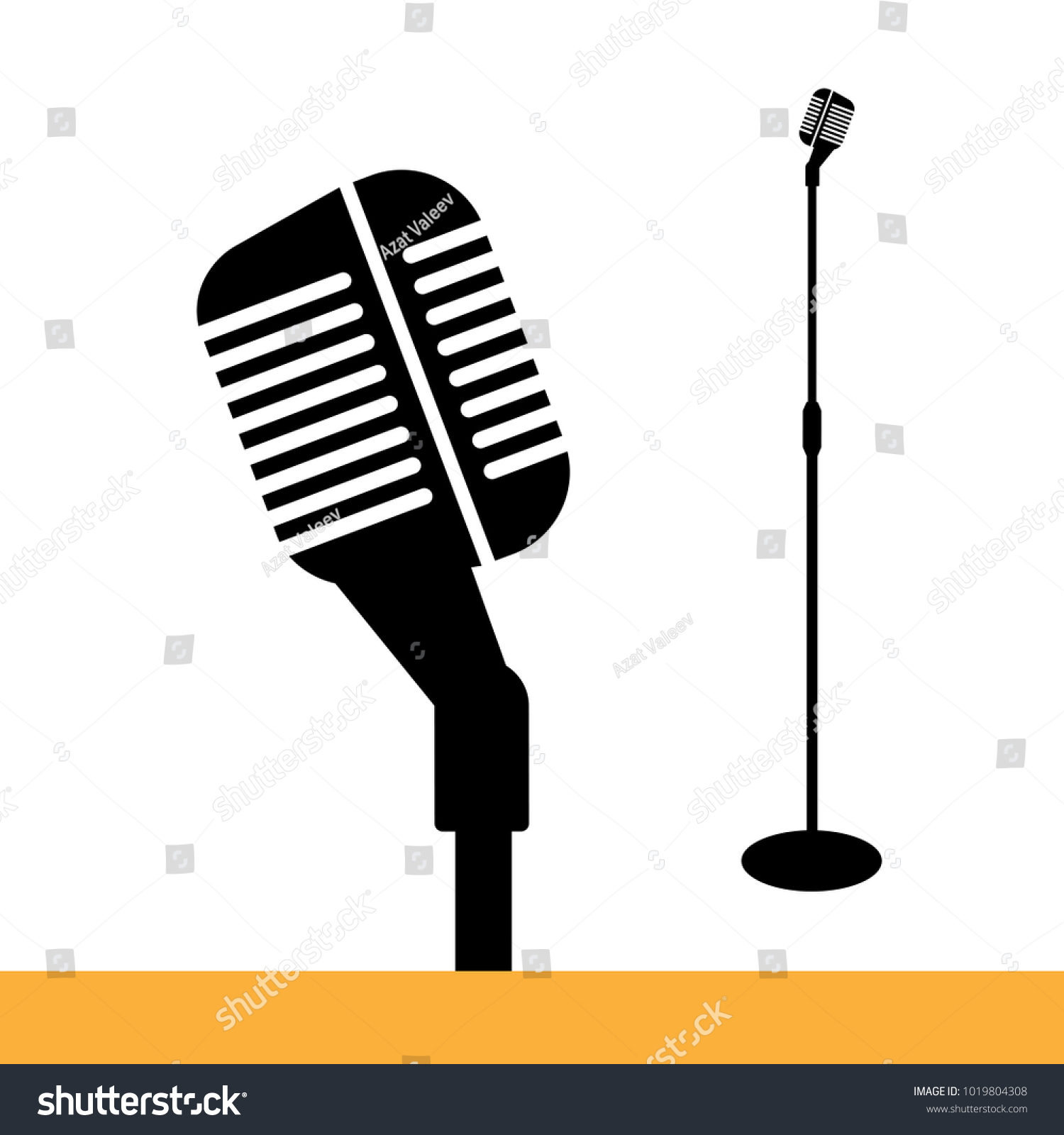 Icon Microphone Illustration Mic Closeup Flat Stock Vector HD ...