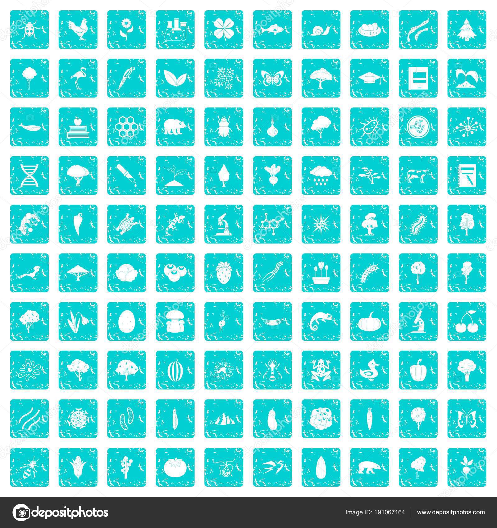 100 microbiology icons set grunge blue — Stock Vector © ylivdesign ...