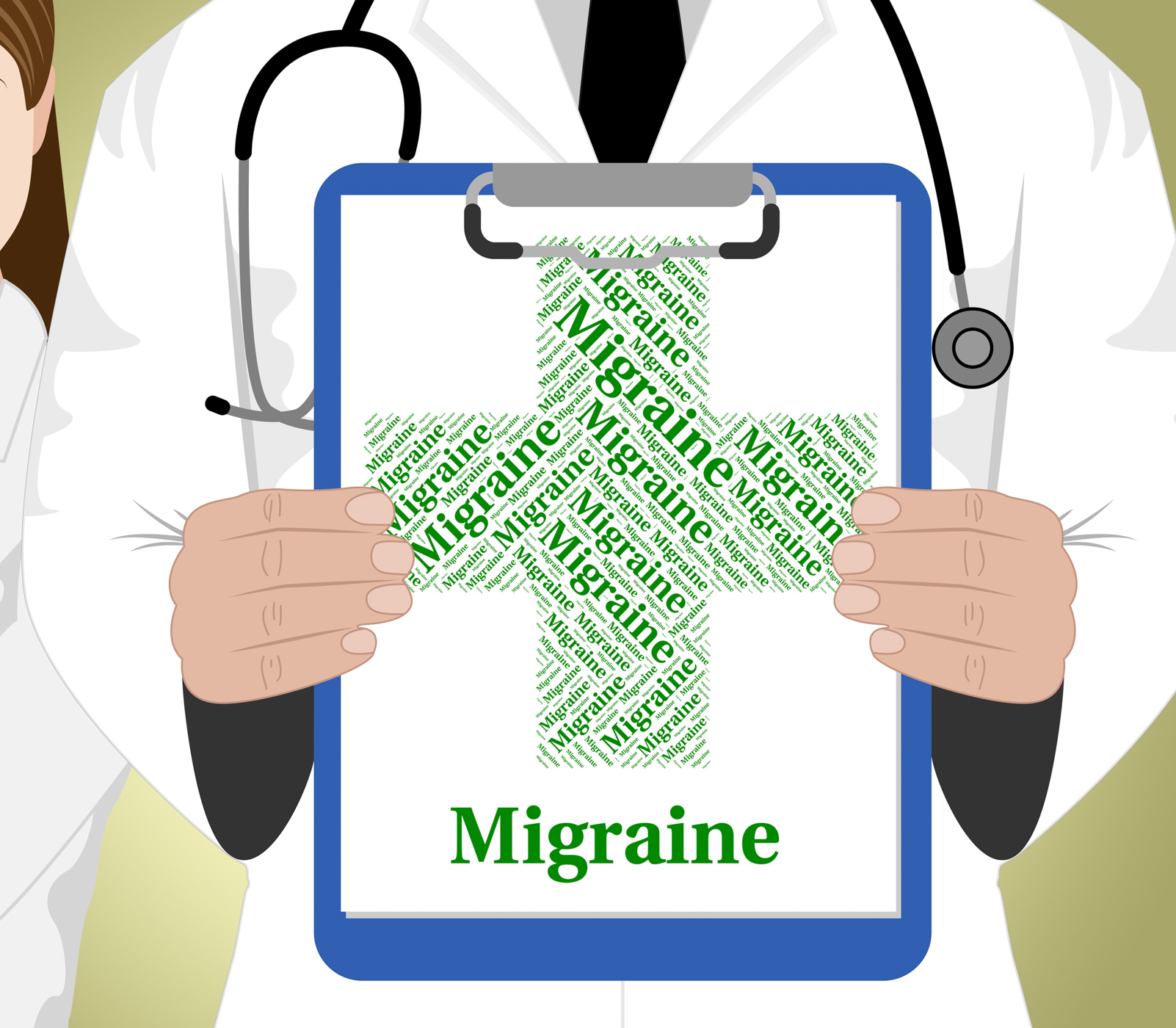 Migraine word represents ill health and affliction photo