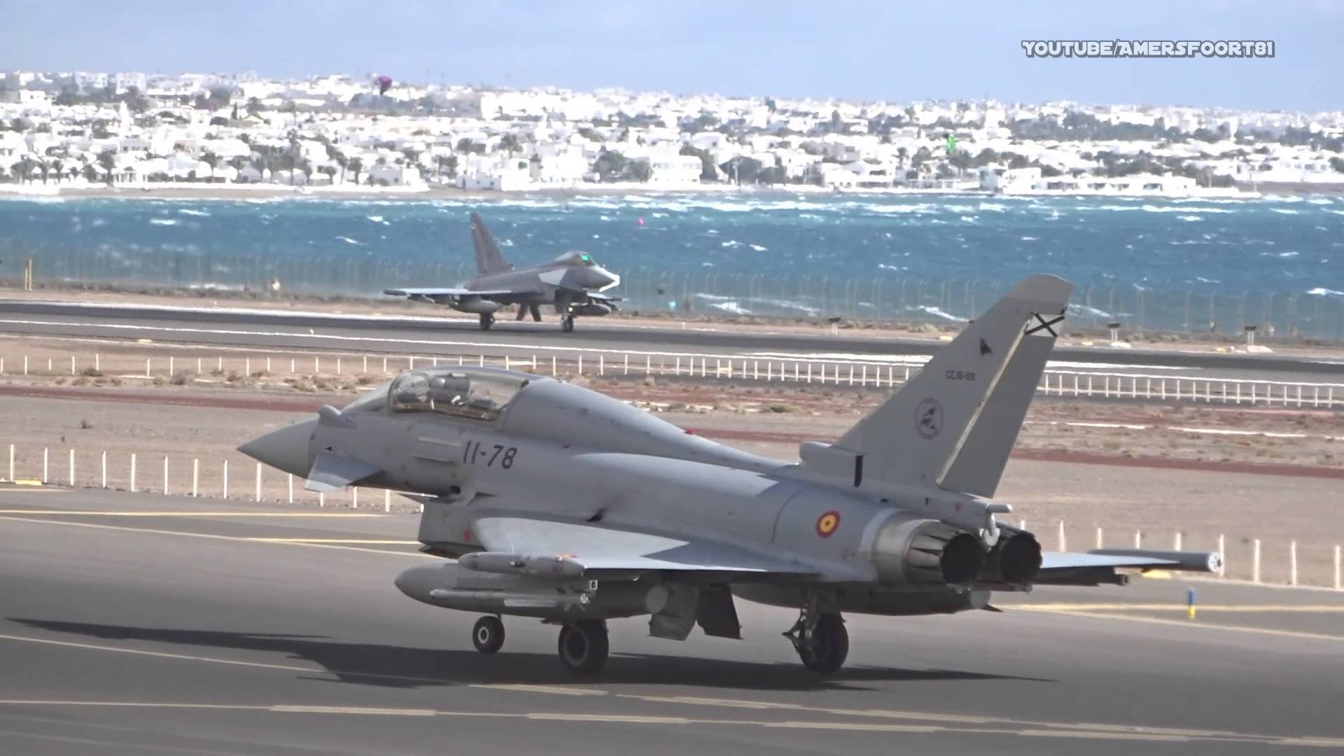 Lanzarote: Military aircraft landings (ACE/GCRR) Eurofighter Typhoon ...