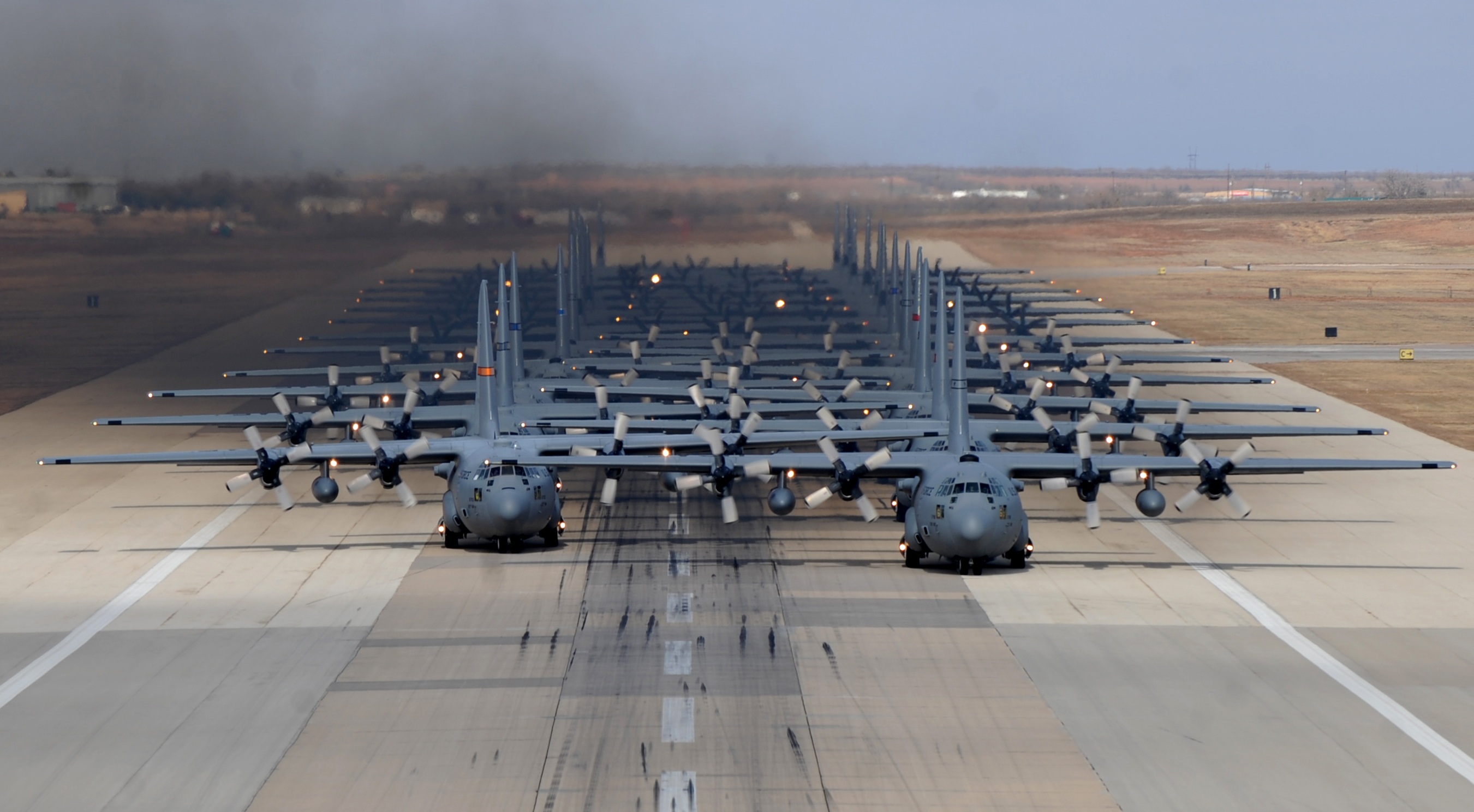 Military aircrafts on the runway photo