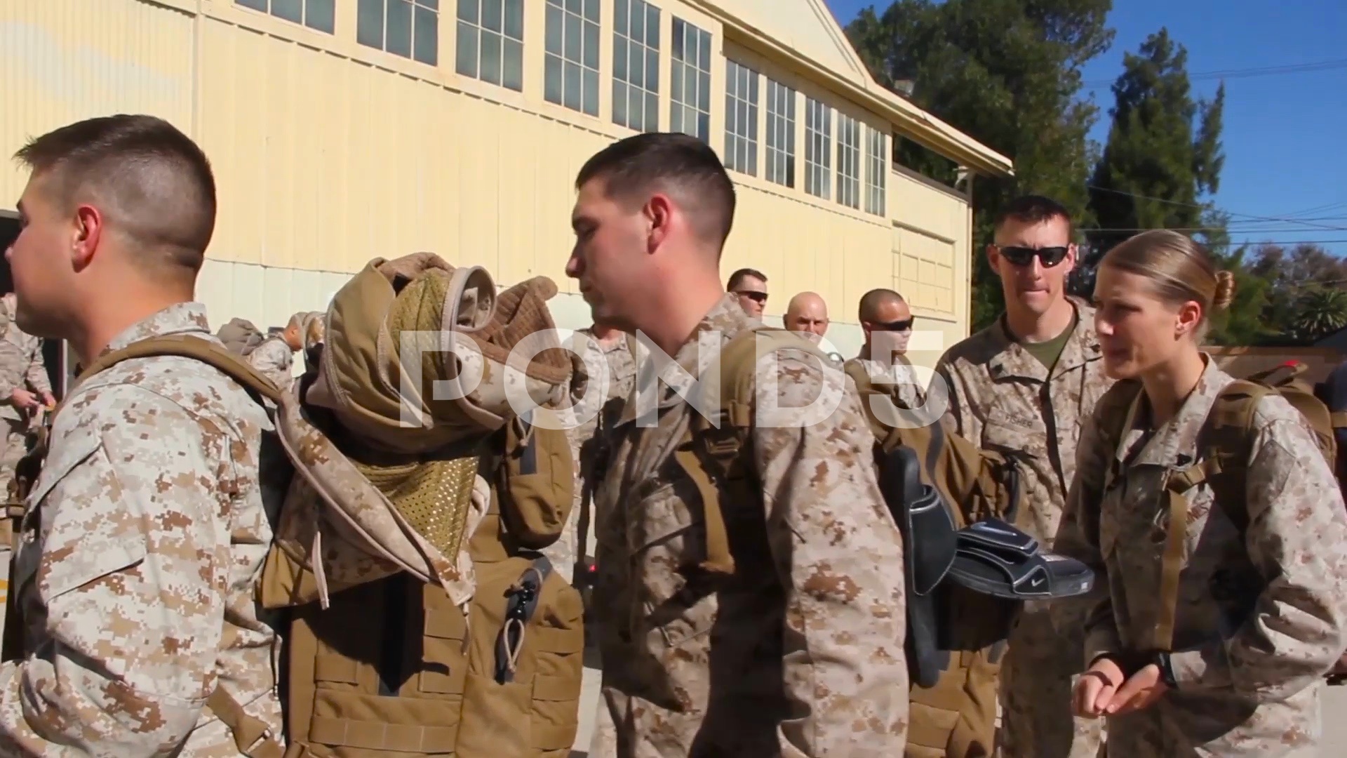 Military men enlist and deploy to their first mission. ~ Clip #74797267