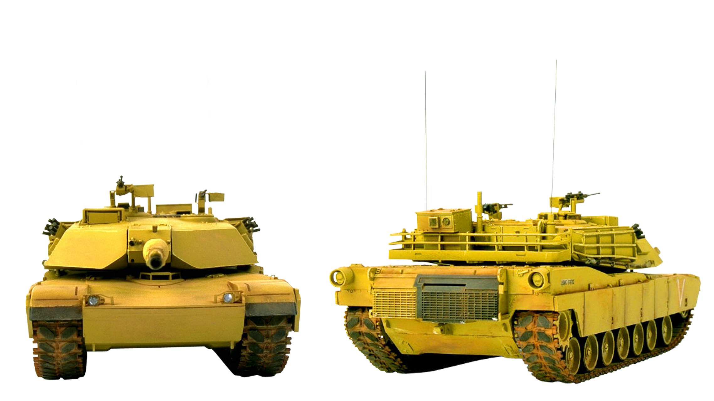 Military tank, front and back photo