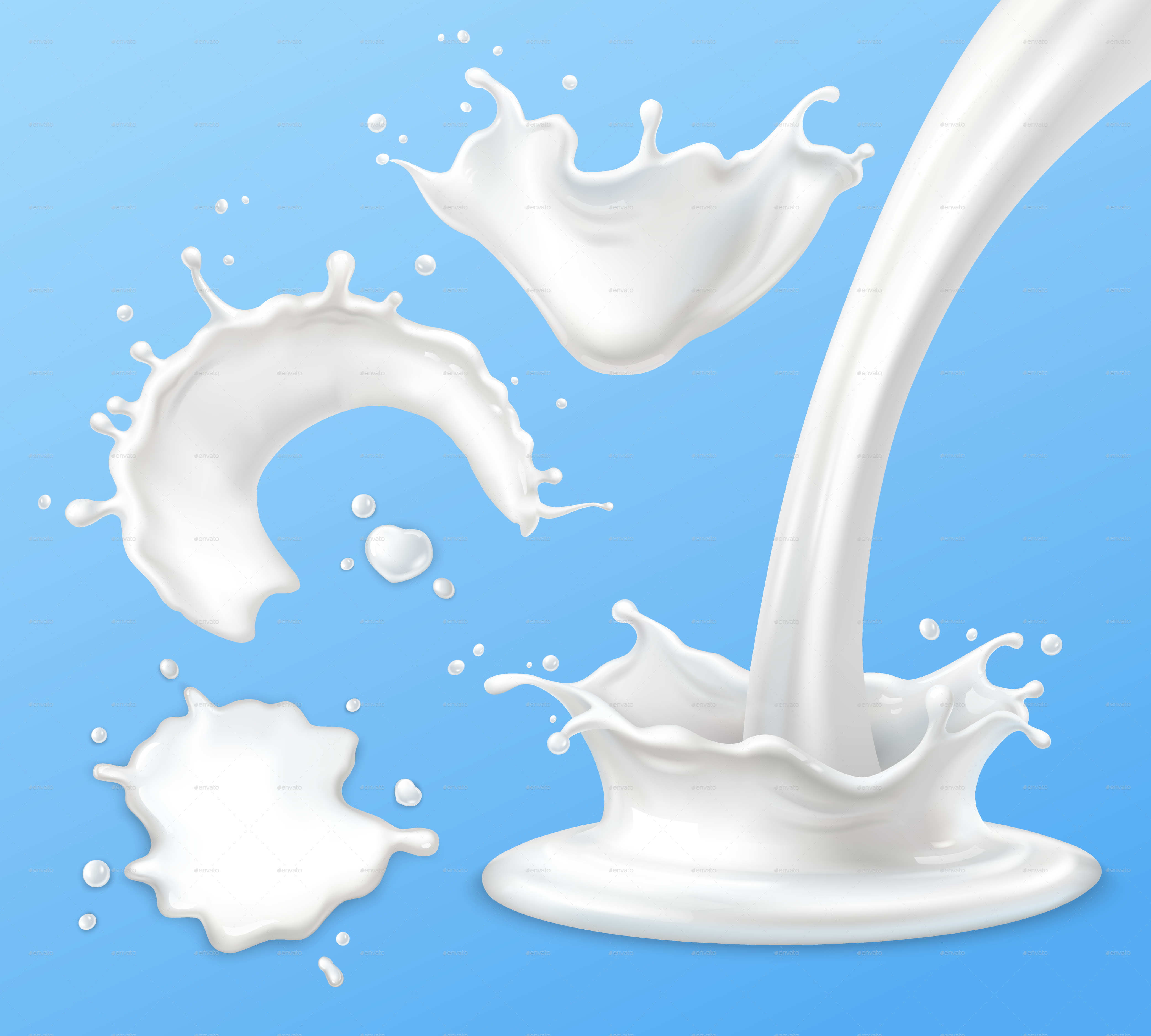 Milk Splashes, Drops and Blots by Mia_V | GraphicRiver